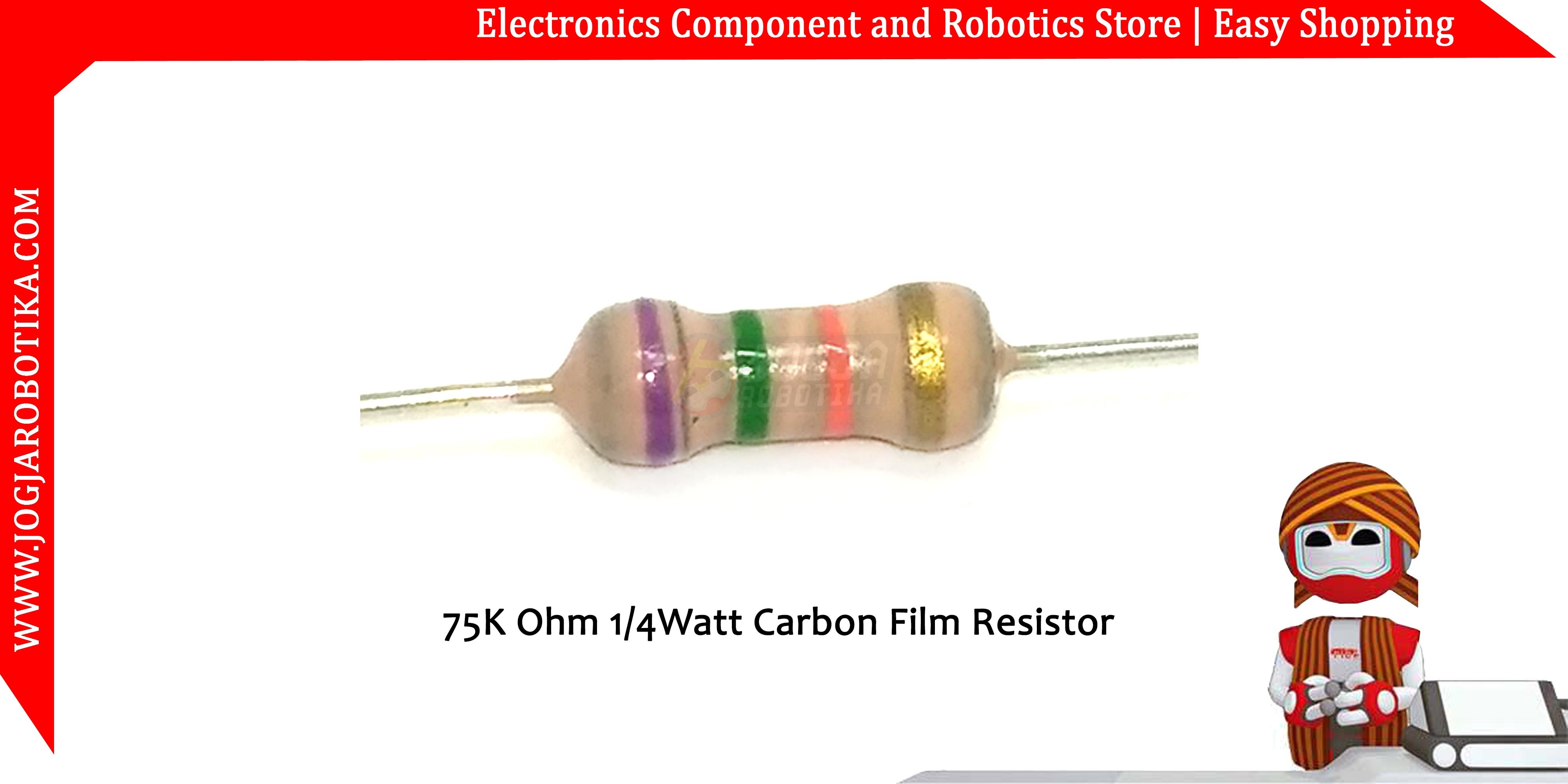 75K Ohm 1/4Watt Carbon Film Resistor
