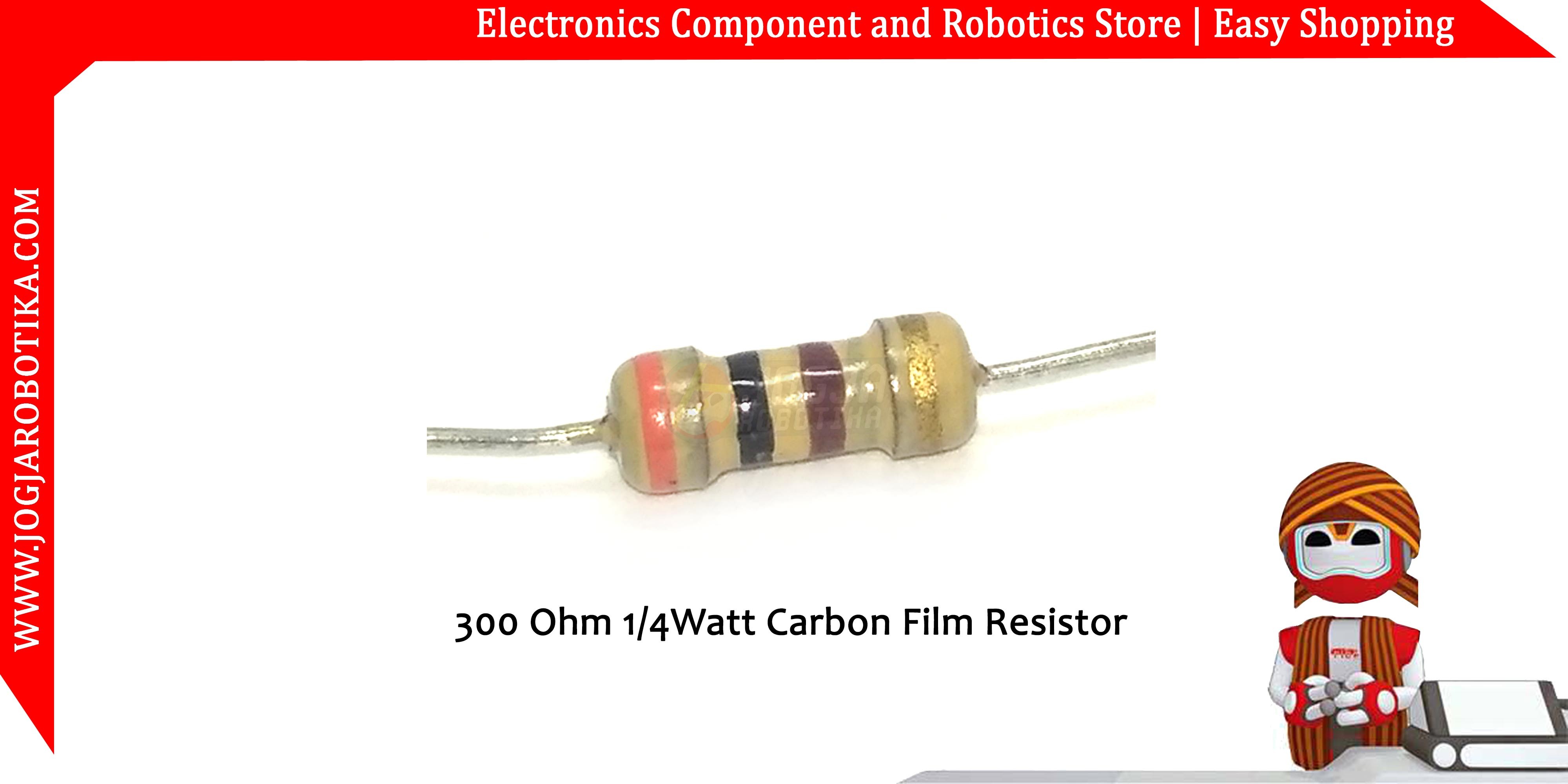 300 Ohm 1/4Watt Carbon Film Resistor