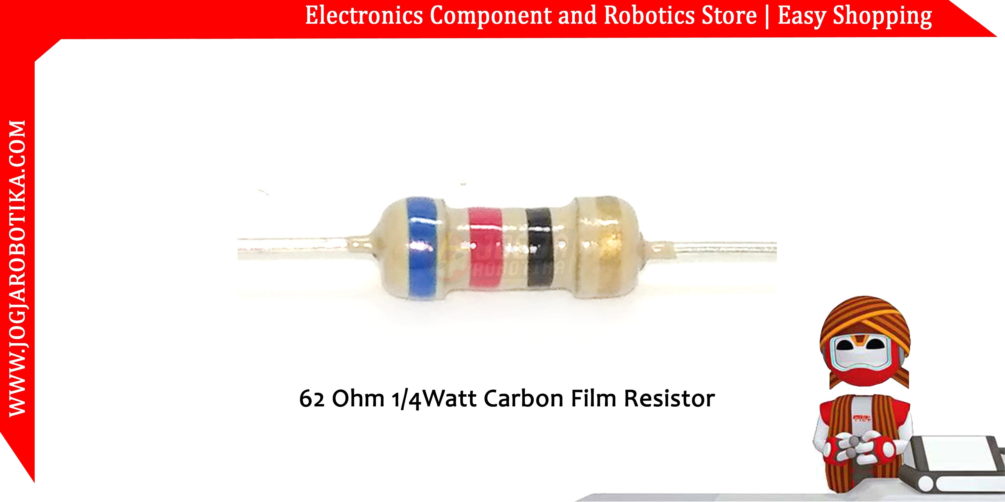 62 Ohm 1/4Watt Carbon Film Resistor