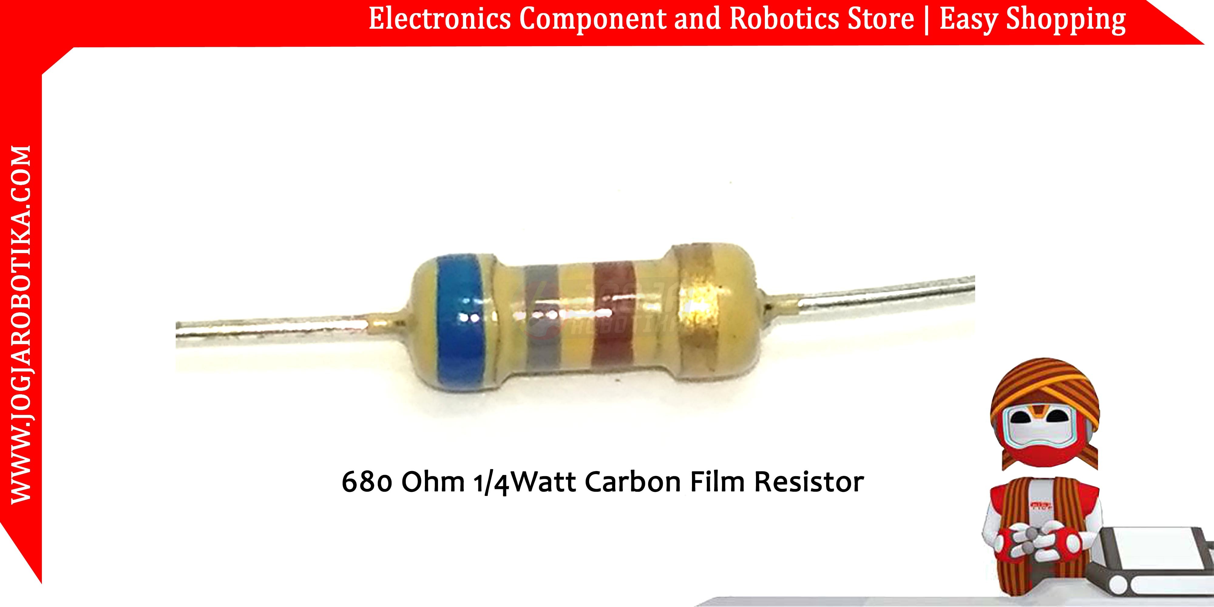 680 Ohm 1/4Watt Carbon Film Resistor