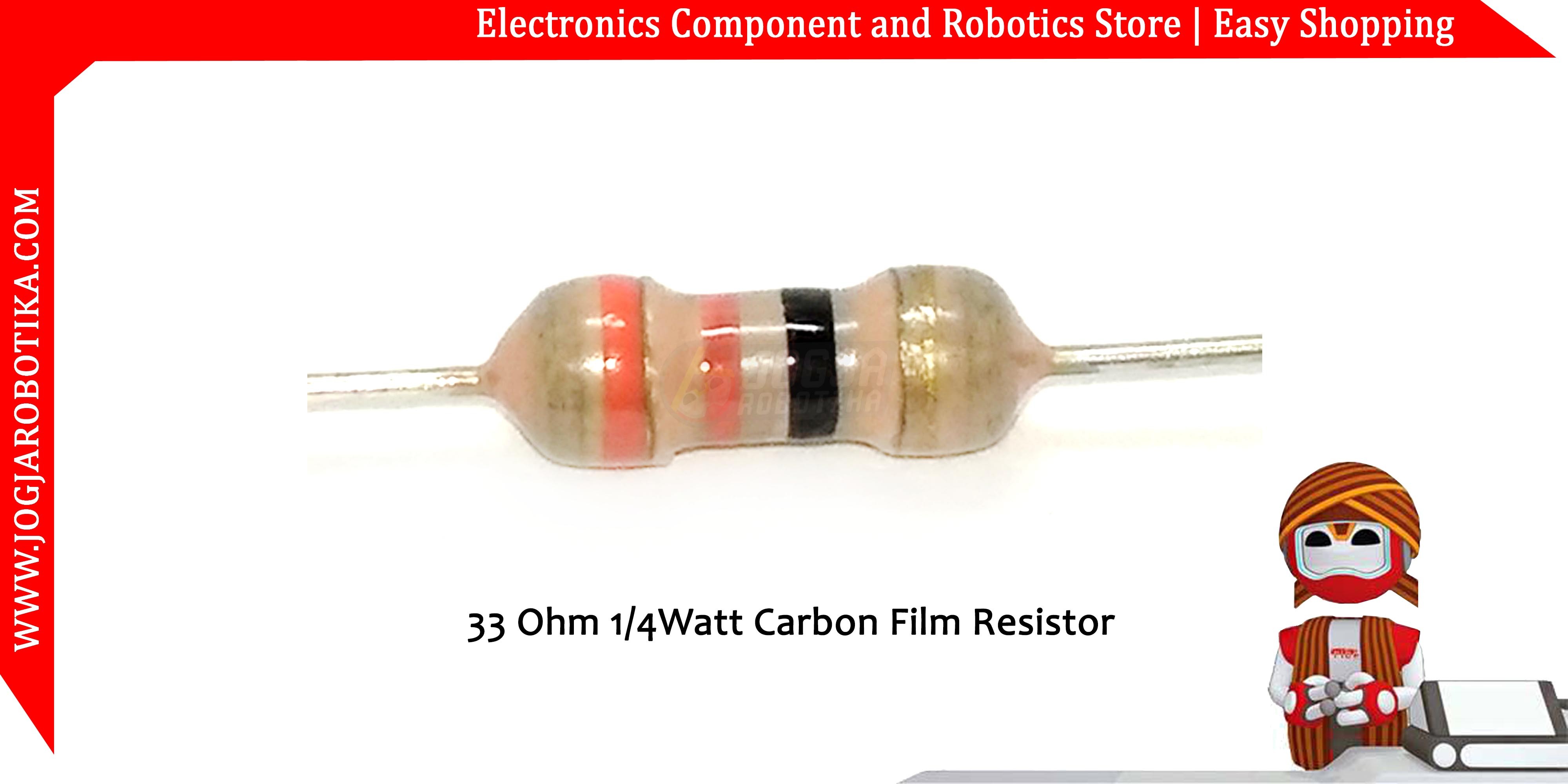 33 Ohm 1/4Watt Carbon Film Resistor