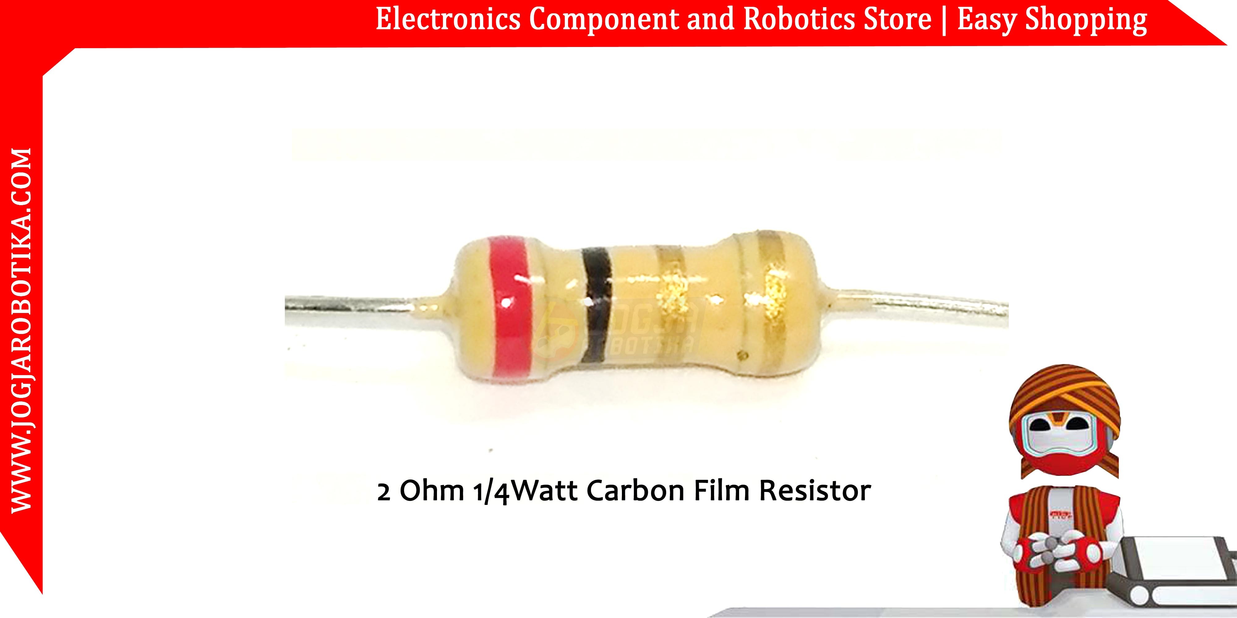 2 Ohm 1/4Watt Carbon Film Resistor