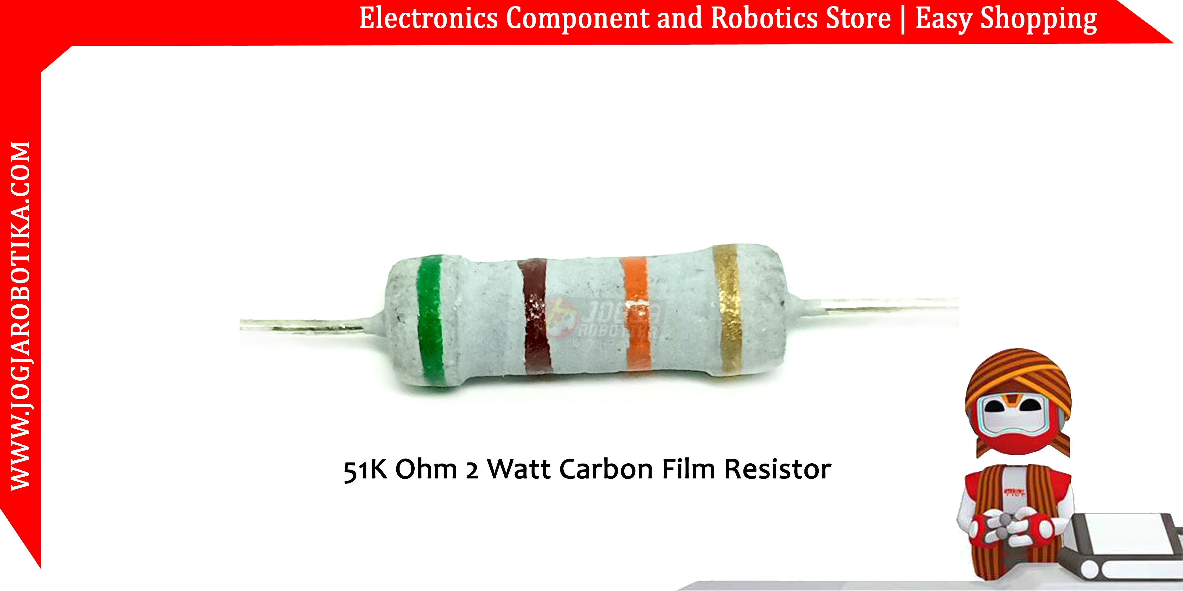 51K Ohm 2 Watt Carbon Film Resistor
