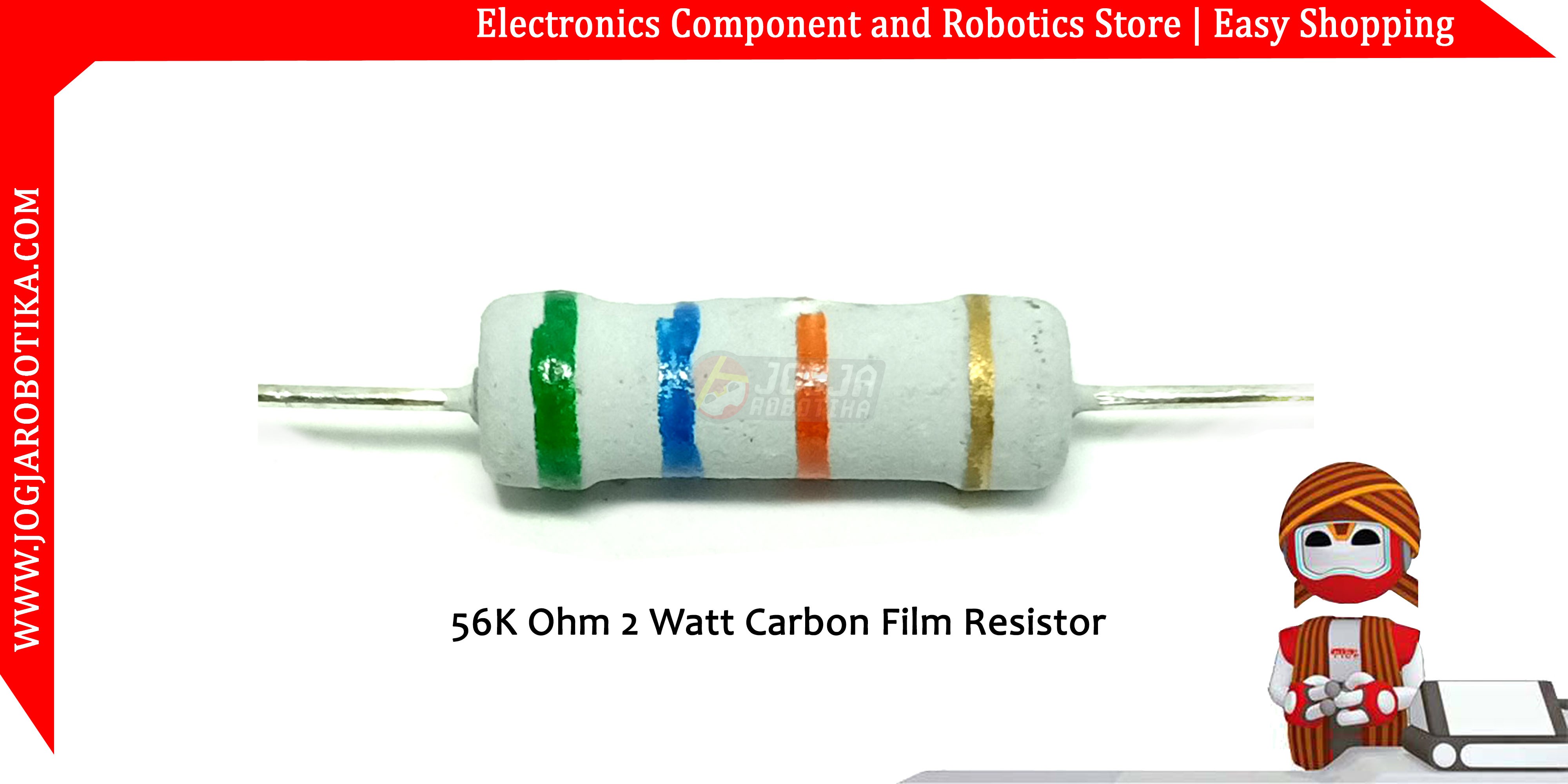 56K Ohm 2 Watt Carbon Film Resistor