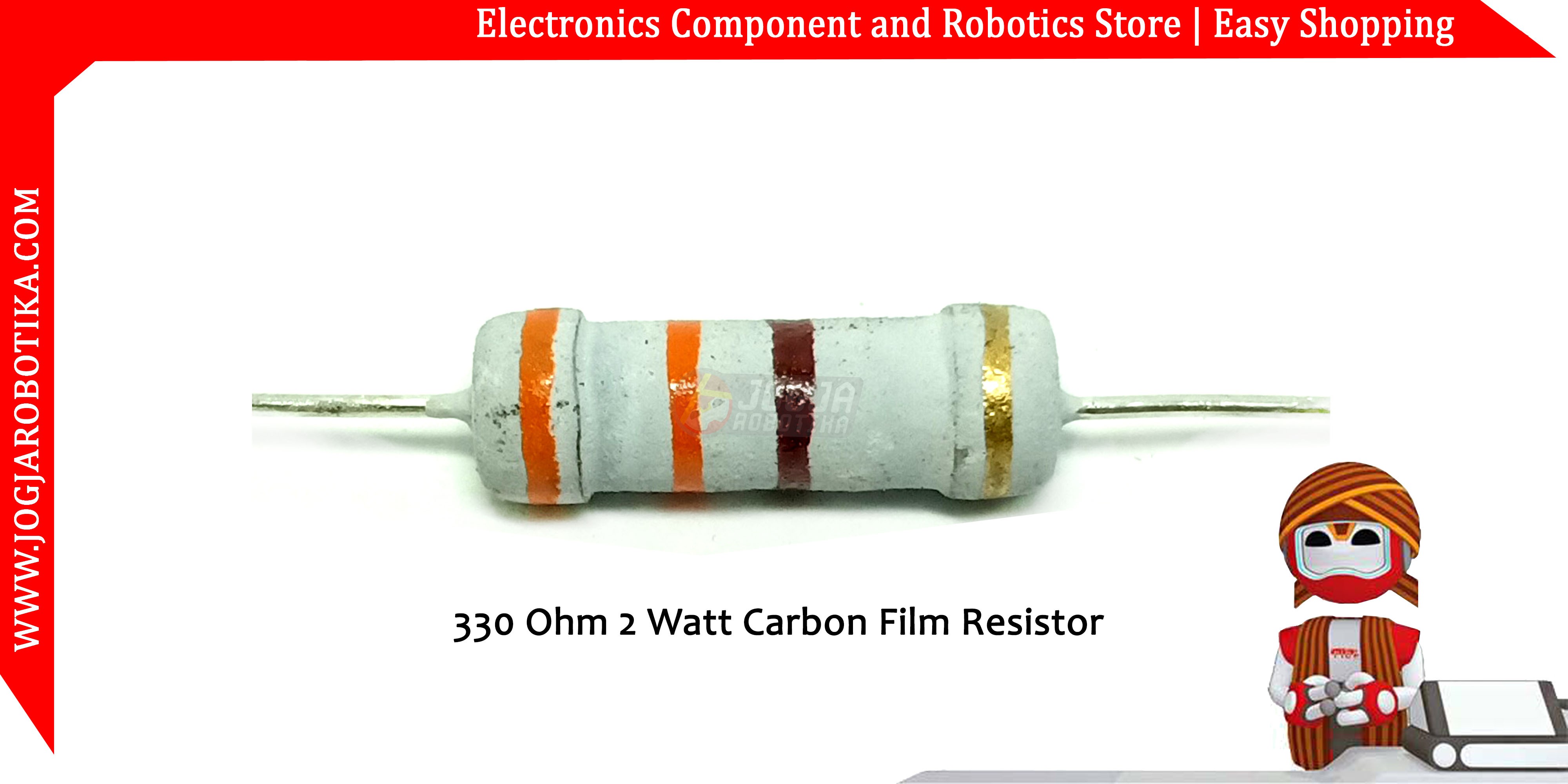 330 Ohm 2 Watt Carbon Film Resistor