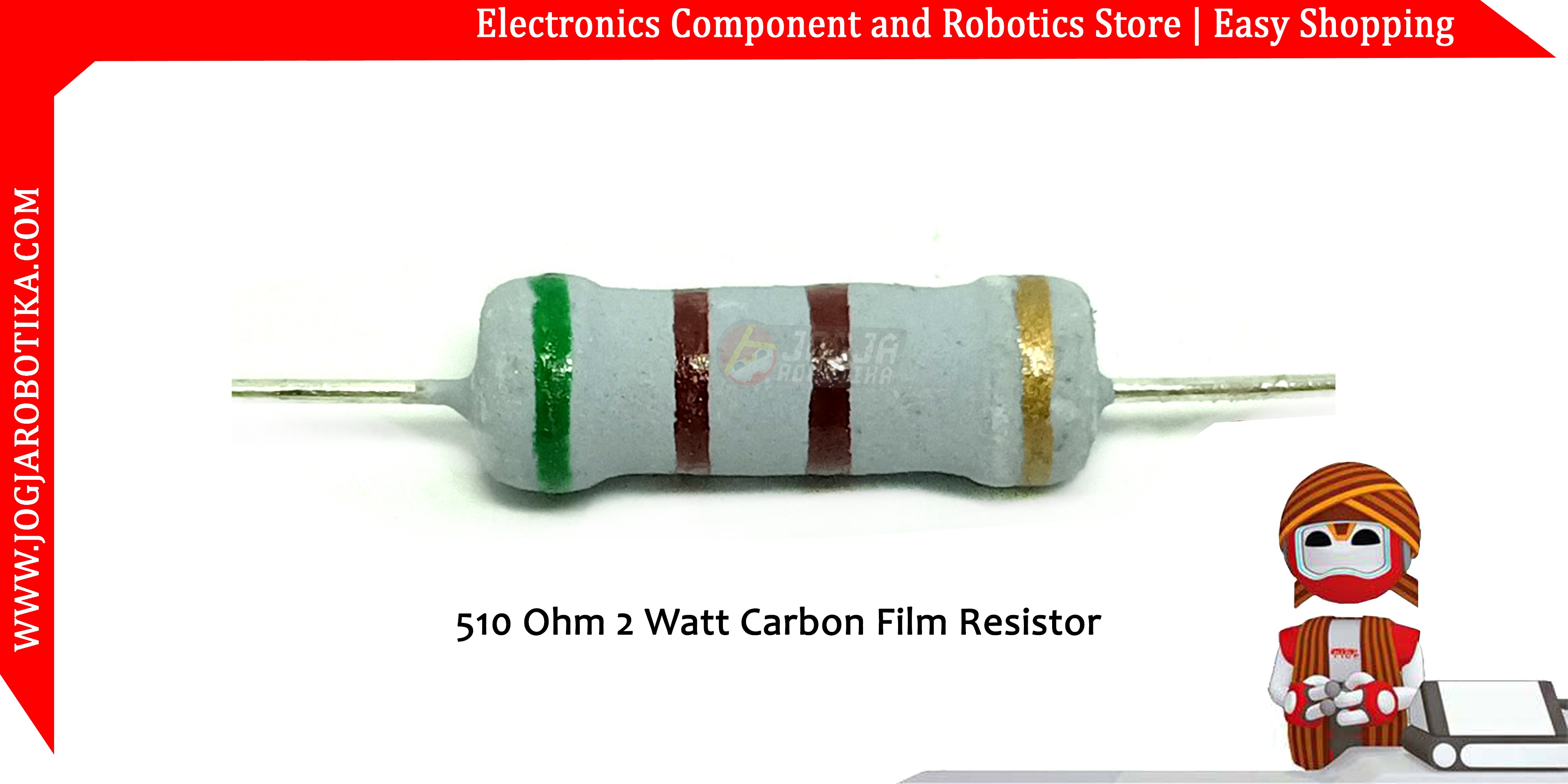 510 Ohm 2 Watt Carbon Film Resistor