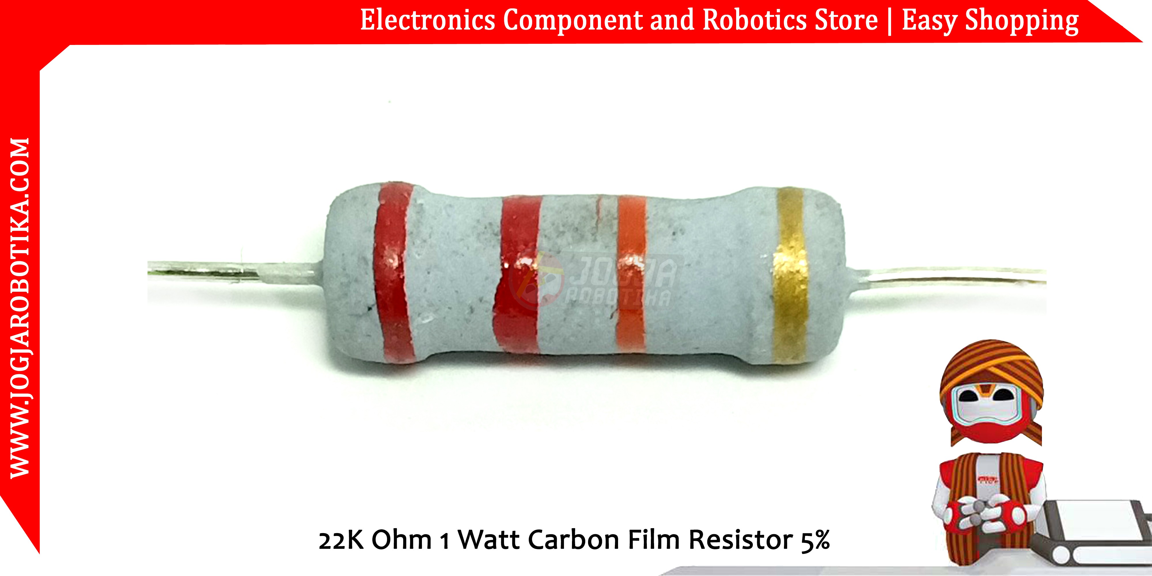 22K Ohm 1 Watt Carbon Film Resistor