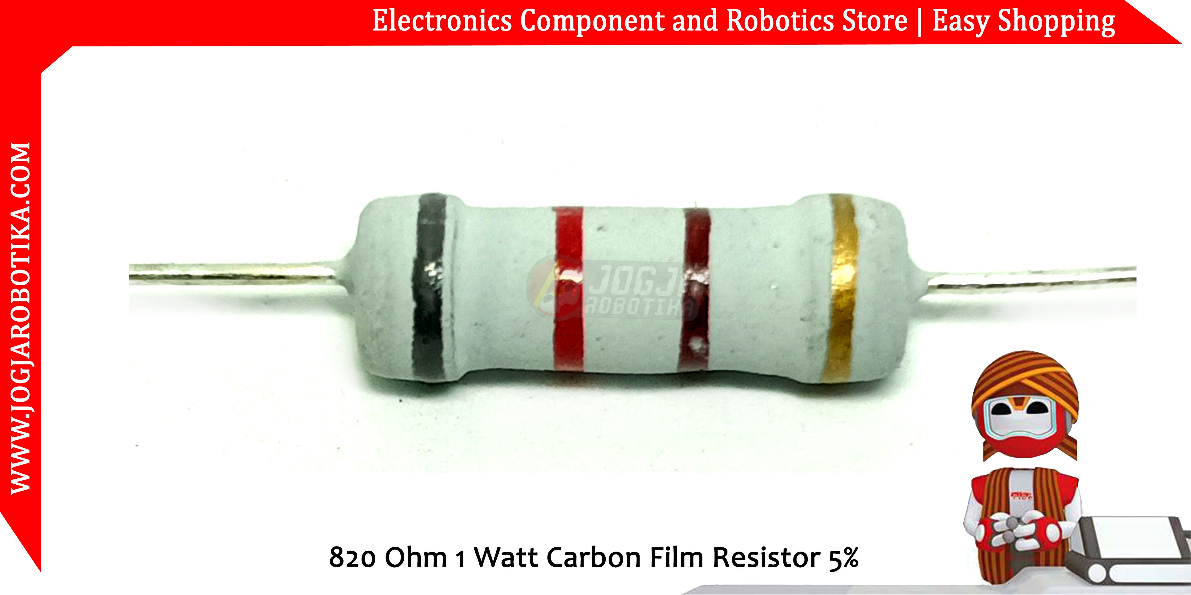 820 Ohm 1 Watt Carbon Film Resistor