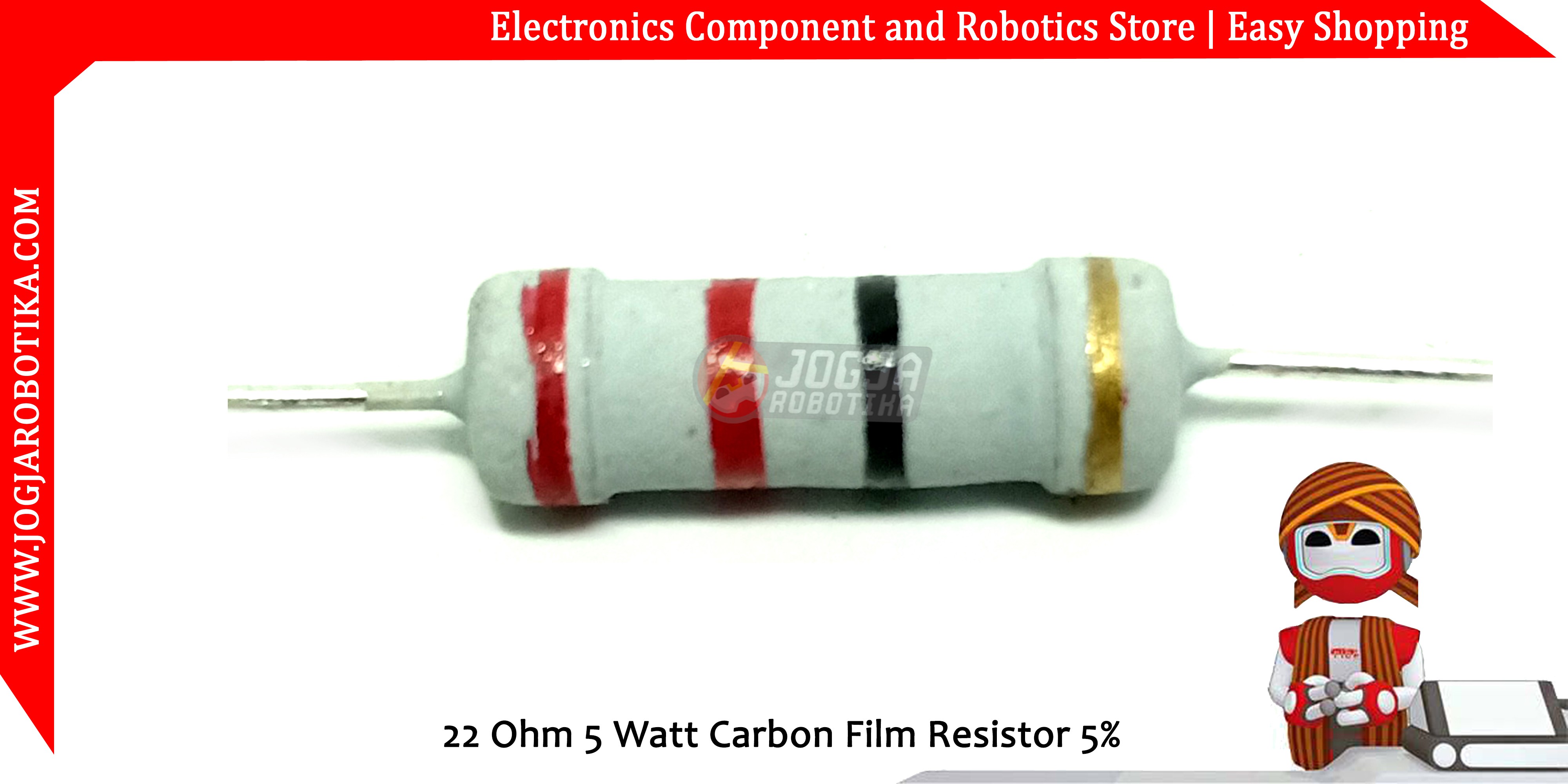 22 Ohm 5 Watt Carbon Film Resistor