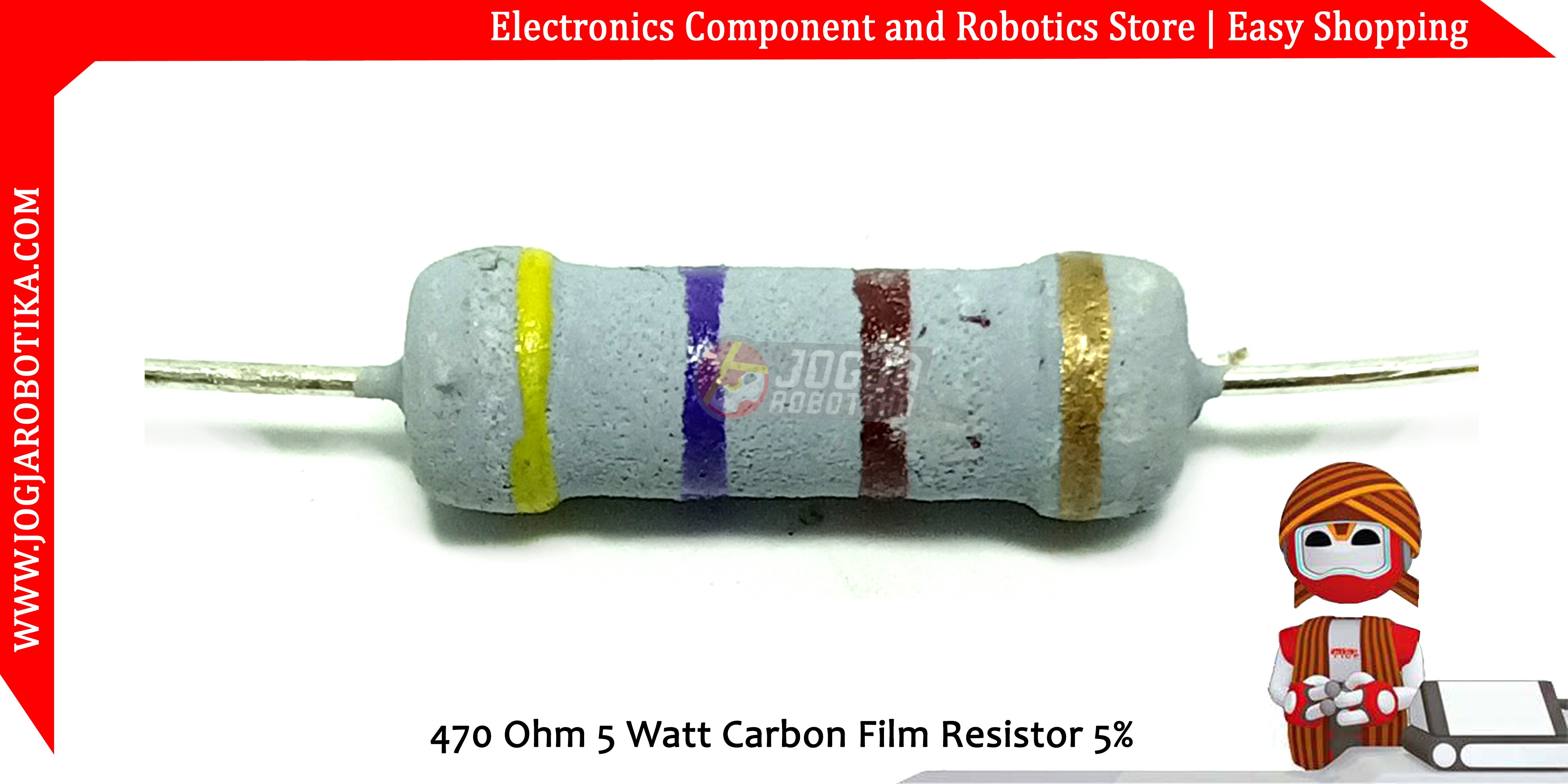 470 Ohm 5 Watt Carbon Film Resistor