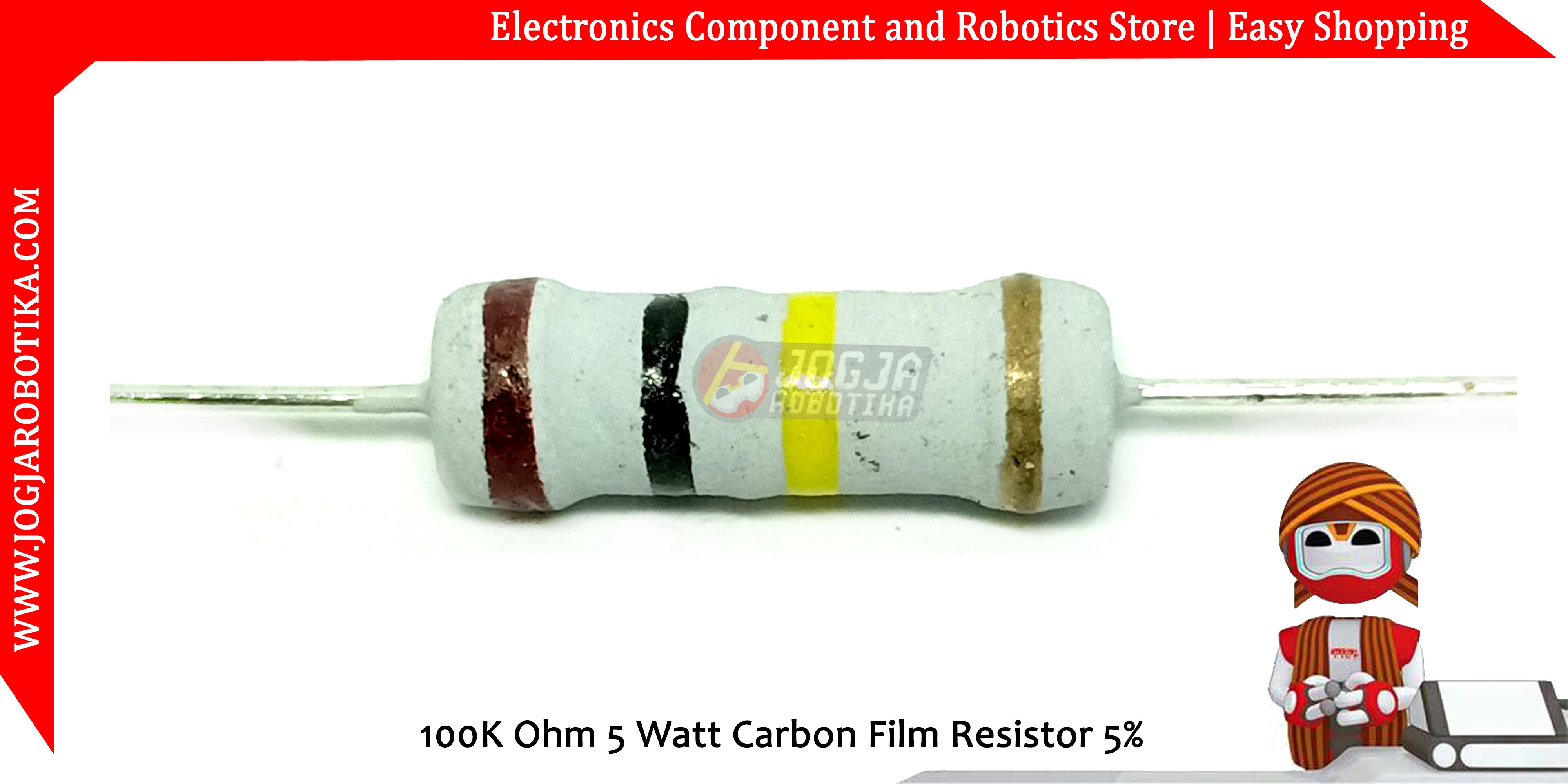 100K Ohm 5 Watt Carbon Film Resistor