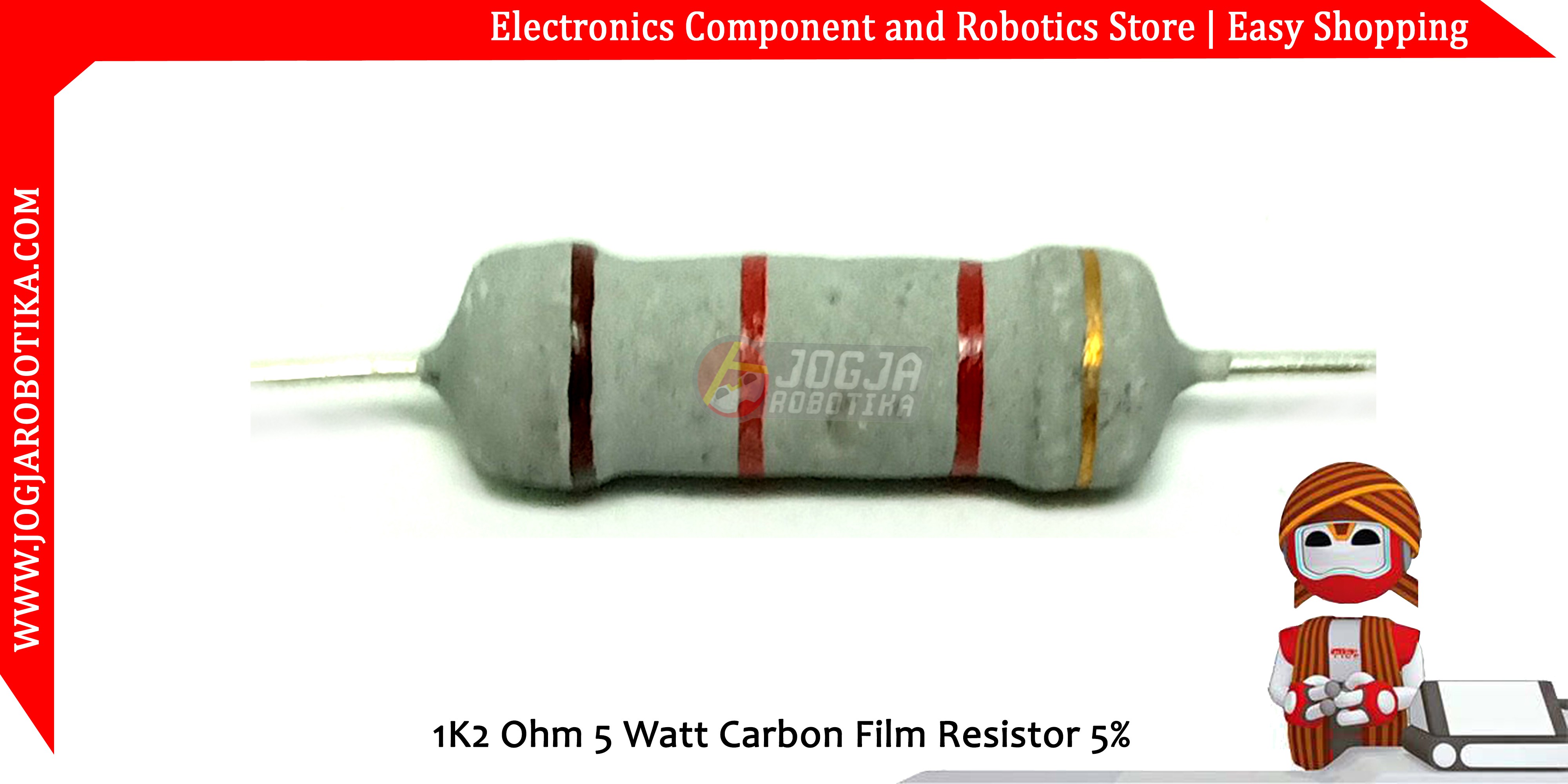 1K2 Ohm 5 Watt Carbon Film Resistor