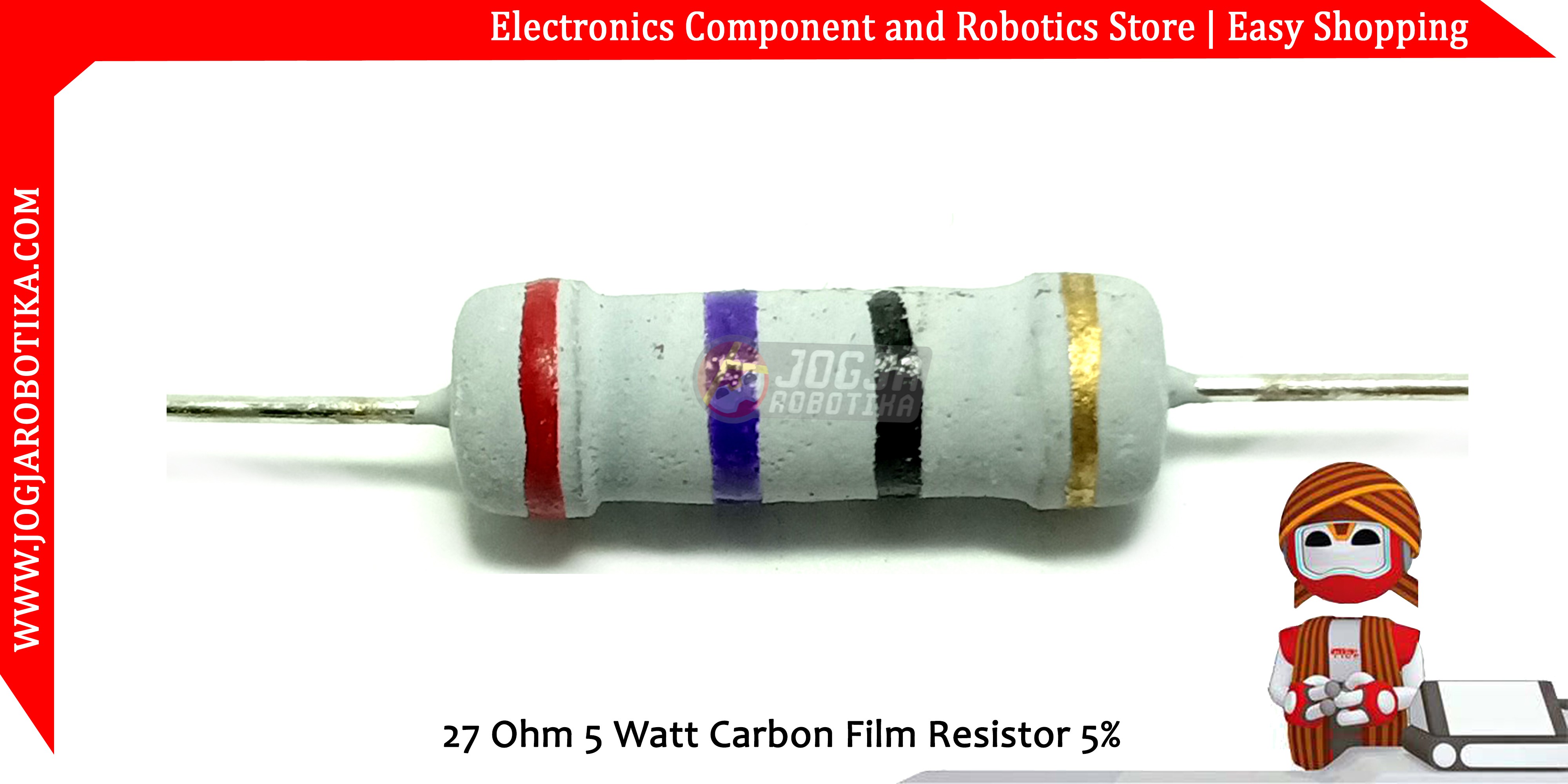 27 Ohm 5 Watt Carbon Film Resistor