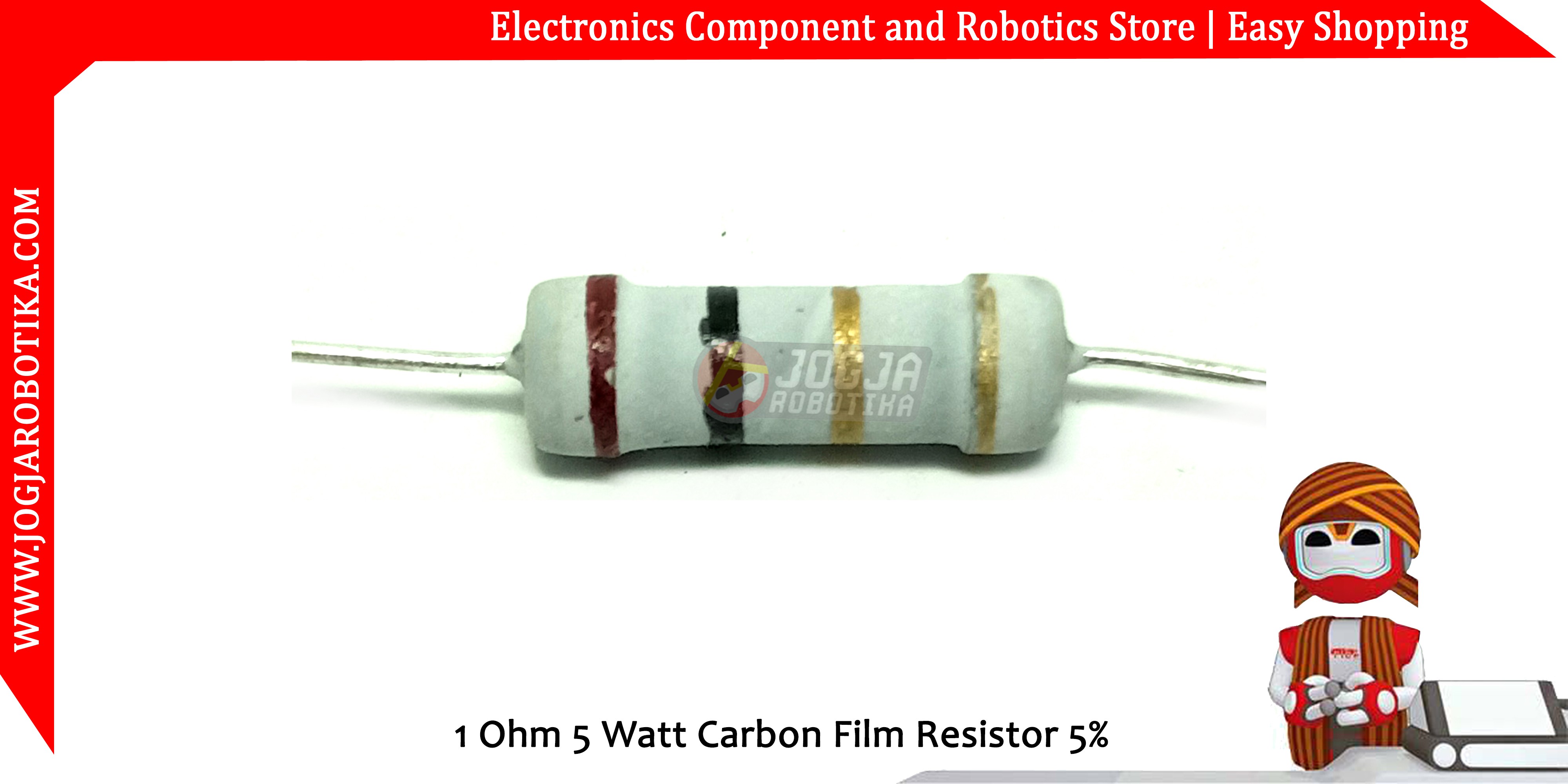 1 Ohm 5 Watt Carbon Film Resistor