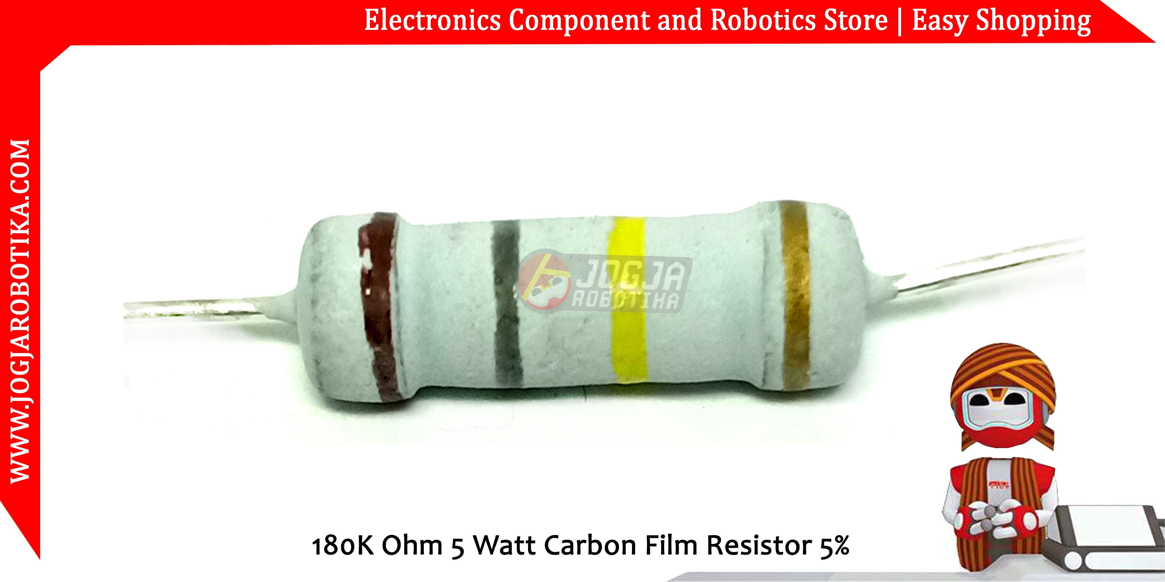 180K Ohm 5 Watt Carbon Film Resistor