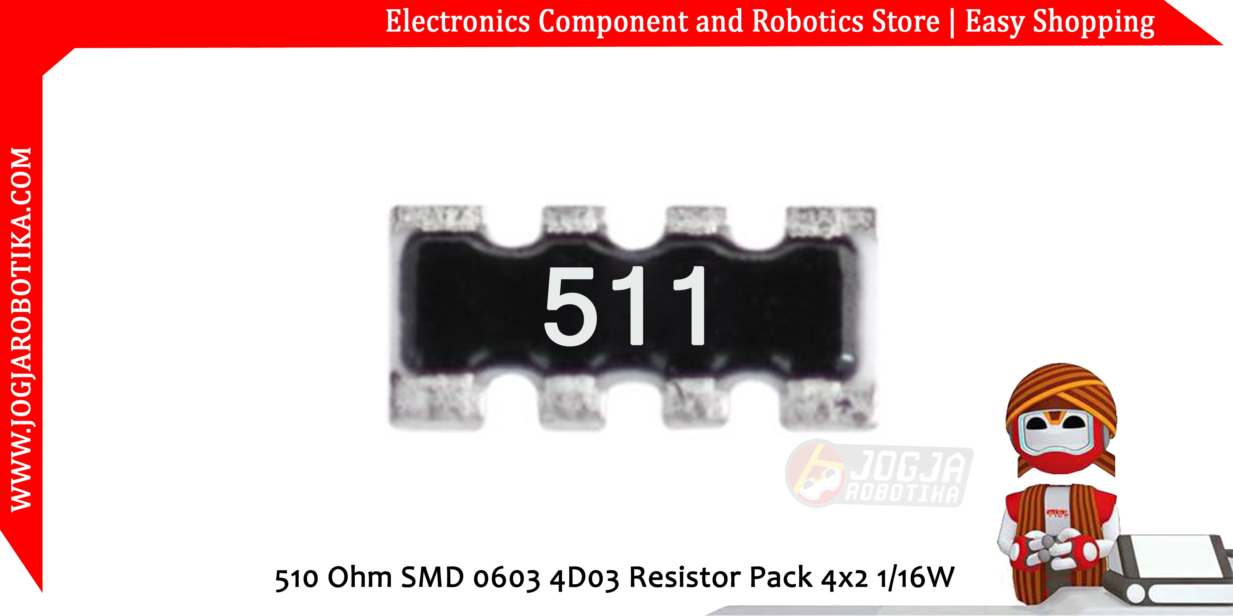 510 Ohm SMD 0603 4D03 Resistor Pack 4x2 1/16W