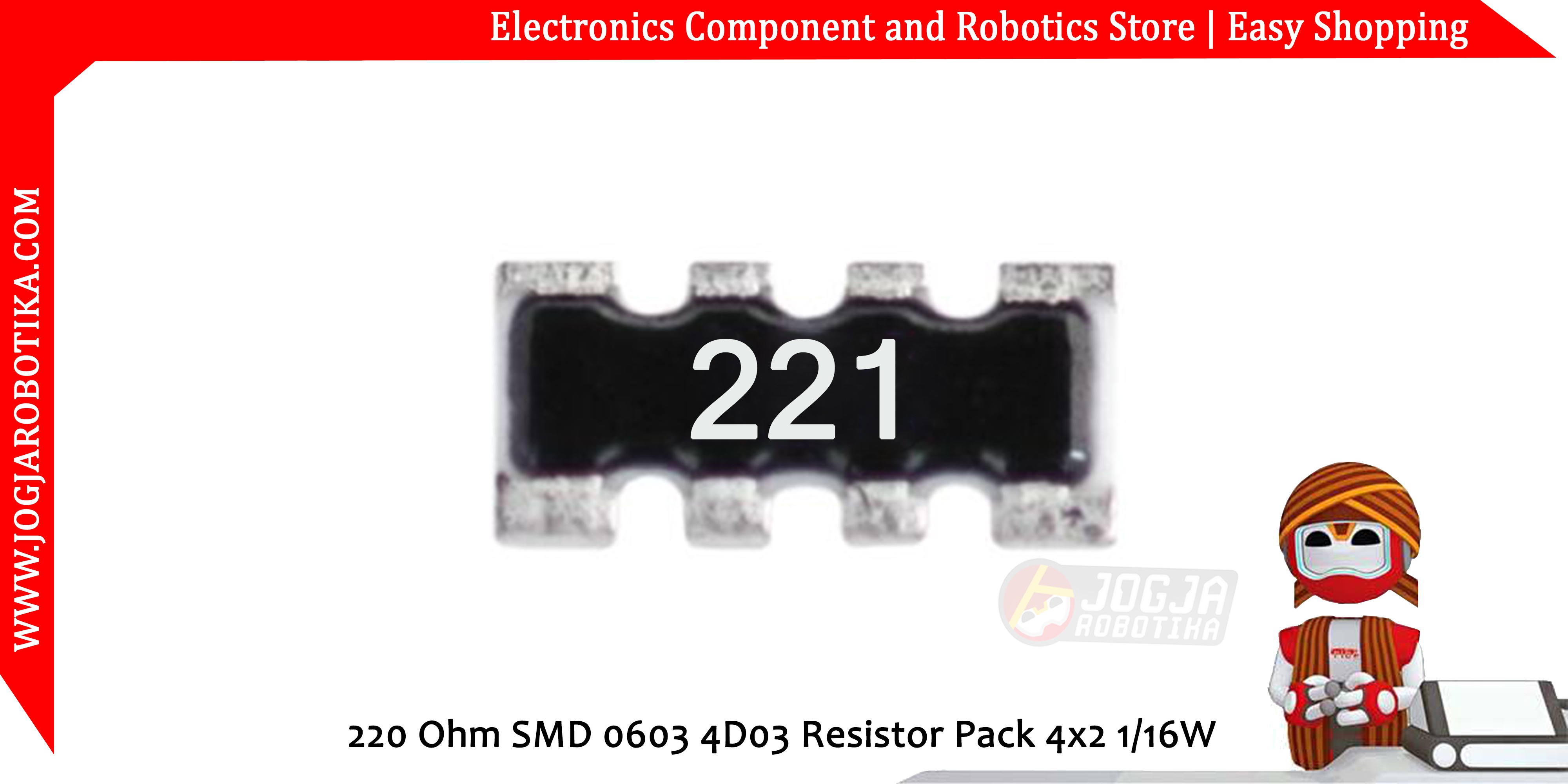 220 Ohm SMD 0603 4D03 Resistor Pack 4x2 1/16W