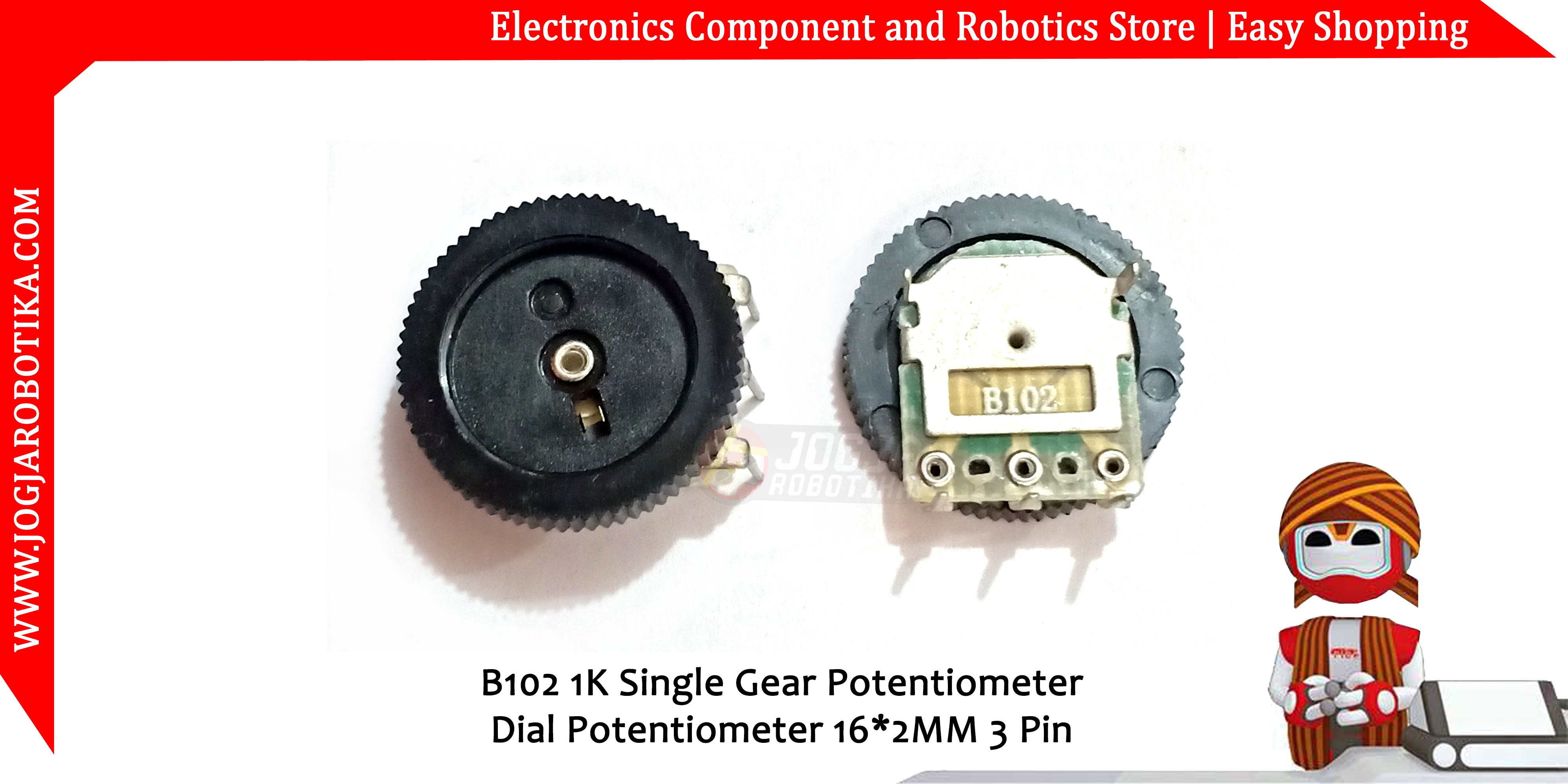 B102 1K Single Gear Potentiometer Dial Potentiometer 16*2MM 3 Pin