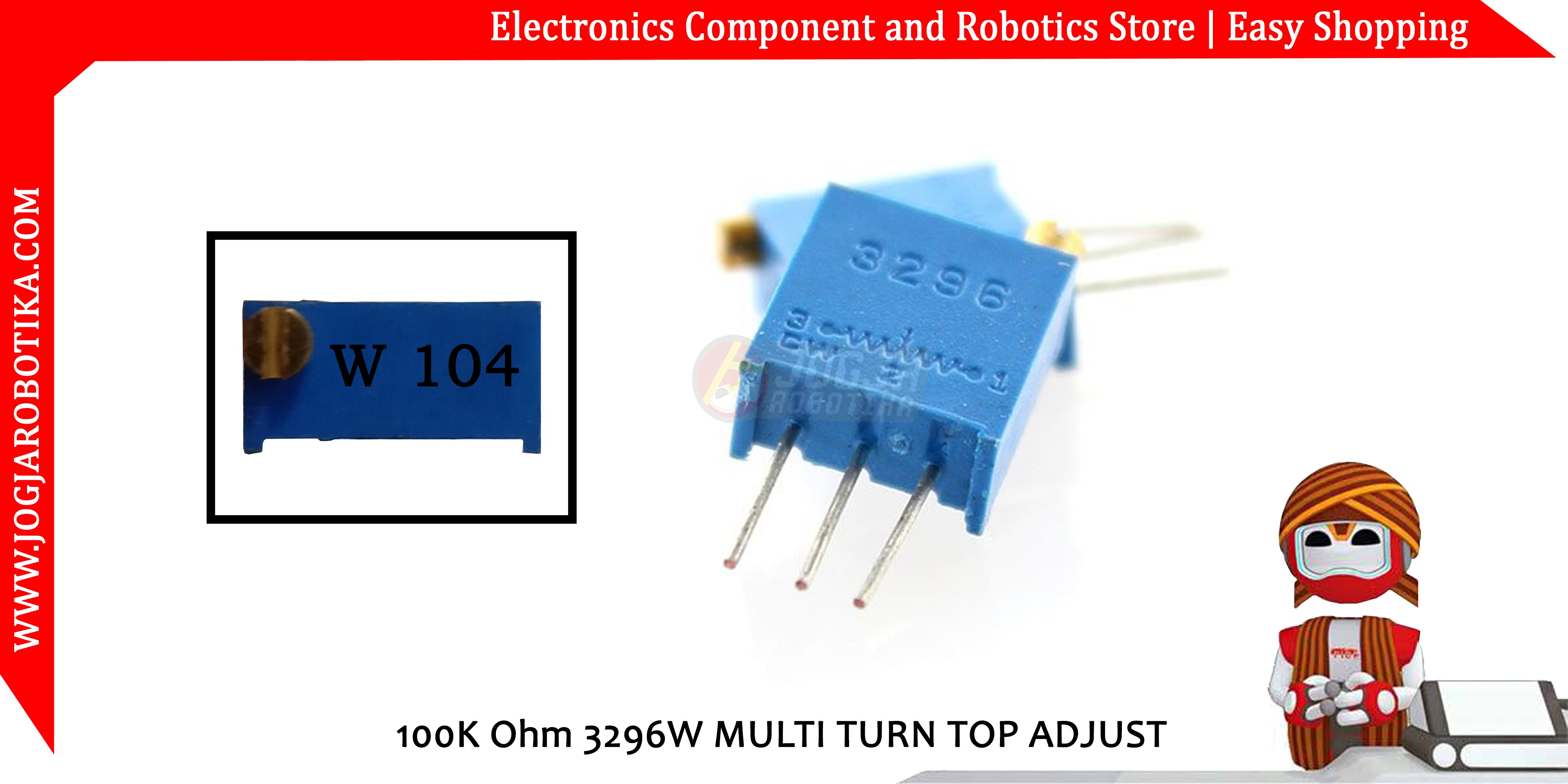 100K Ohm 3296W MULTI TURN TOP ADJUST