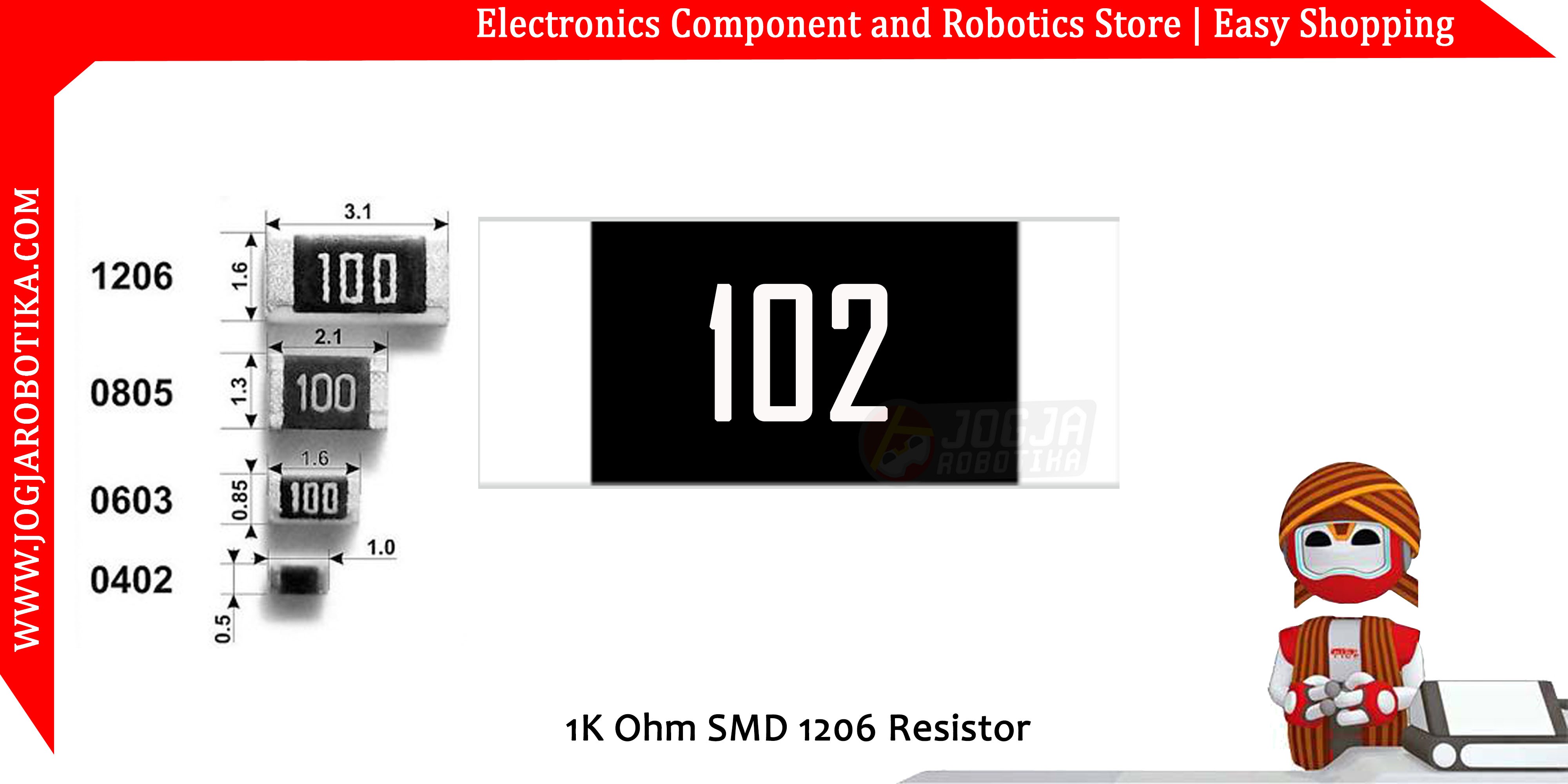 1K Ohm SMD 1206 Resistor