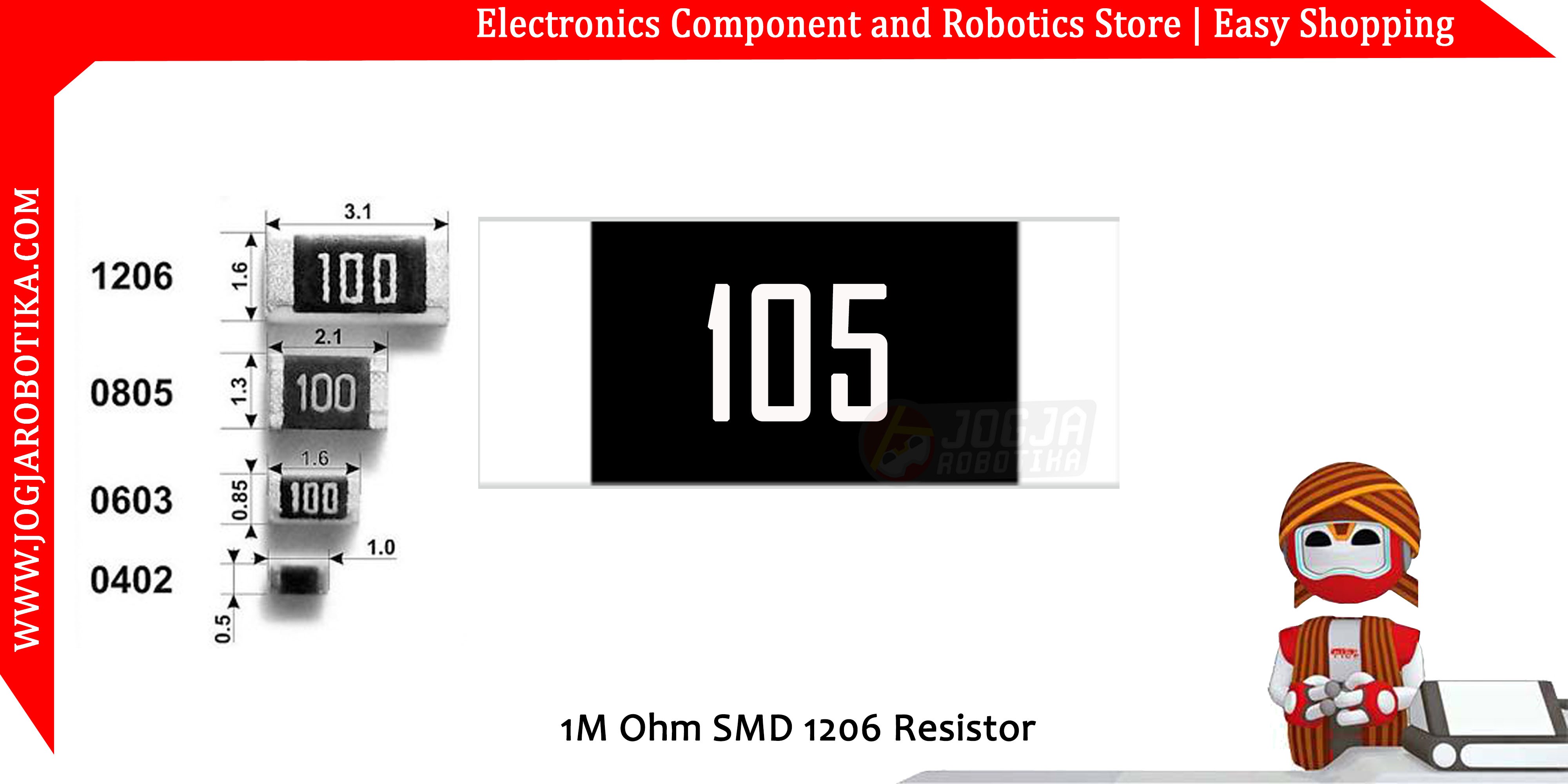 1M Ohm SMD 1206 Resistor
