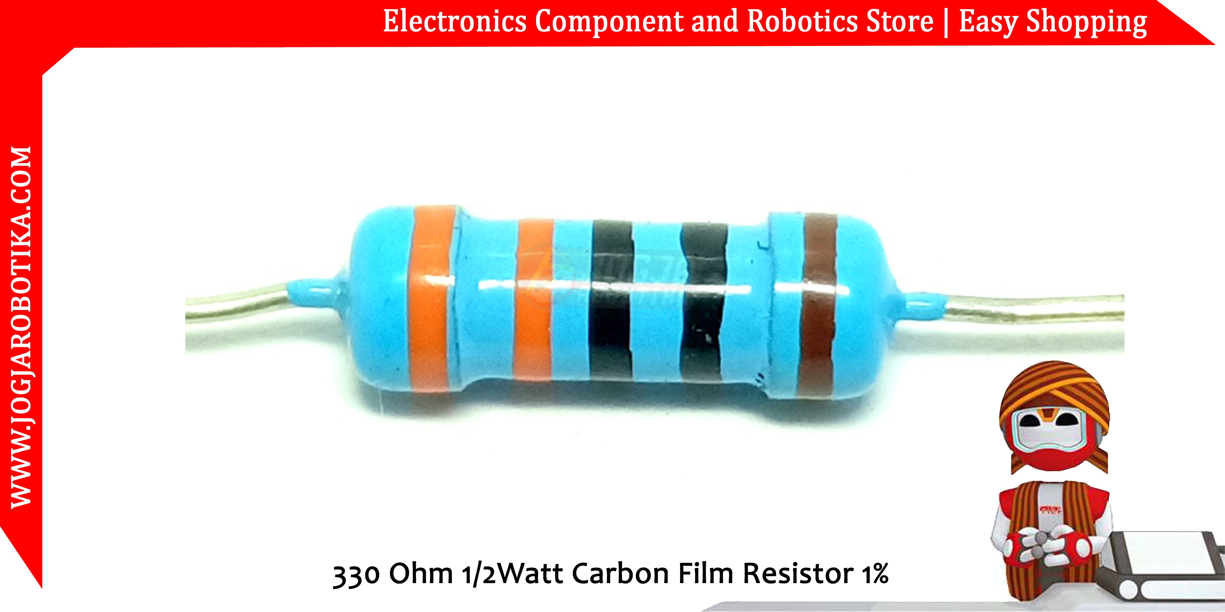 330 Ohm 1/2Watt Metal Film Resistor 1%