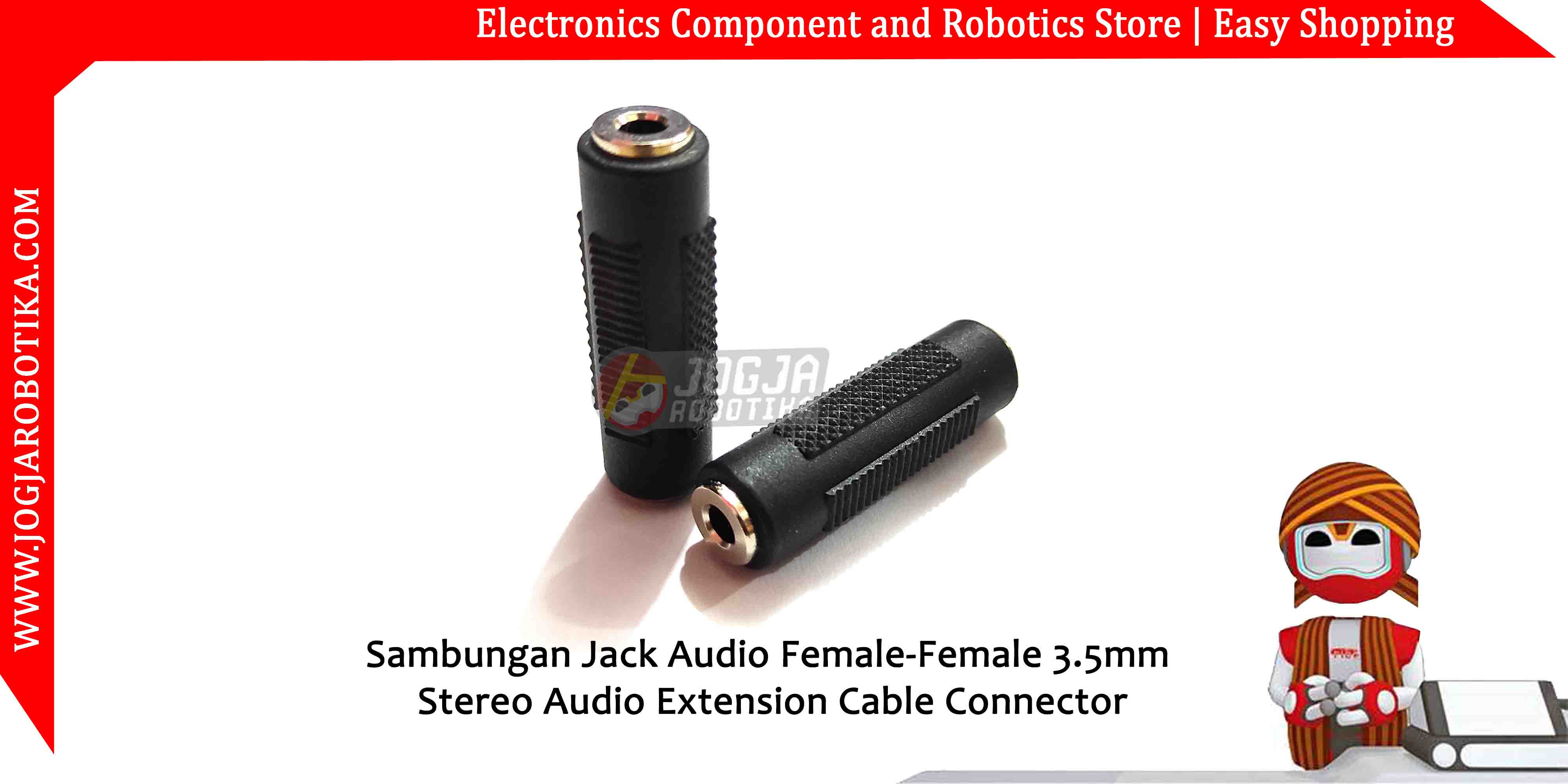 Sambungan Jack Audio Female-Female 3.5mm Stereo Audio Extension Cable Connector
