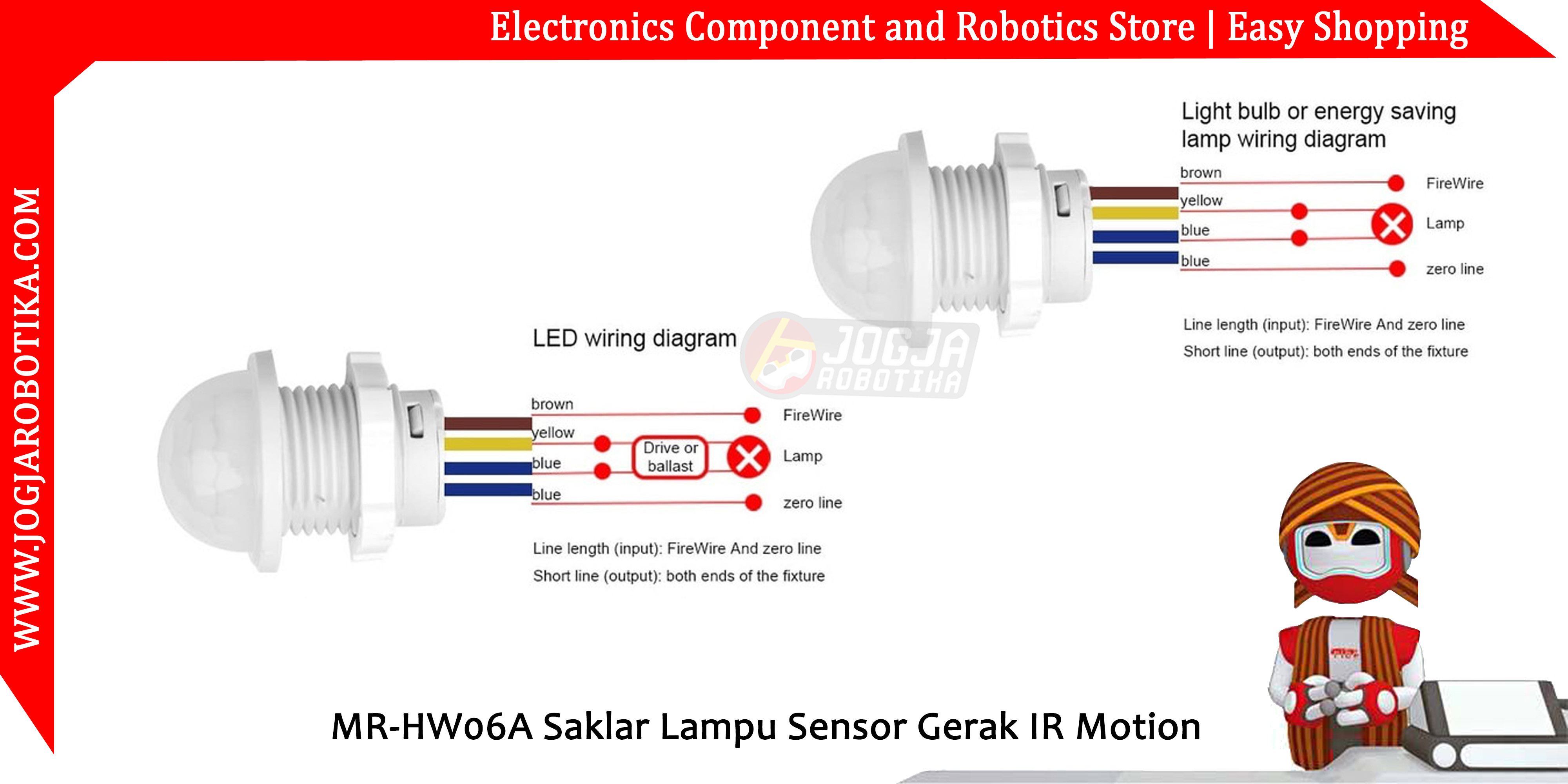 MR-HW06A Saklar Lampu Sensor Gerak PIR Motion