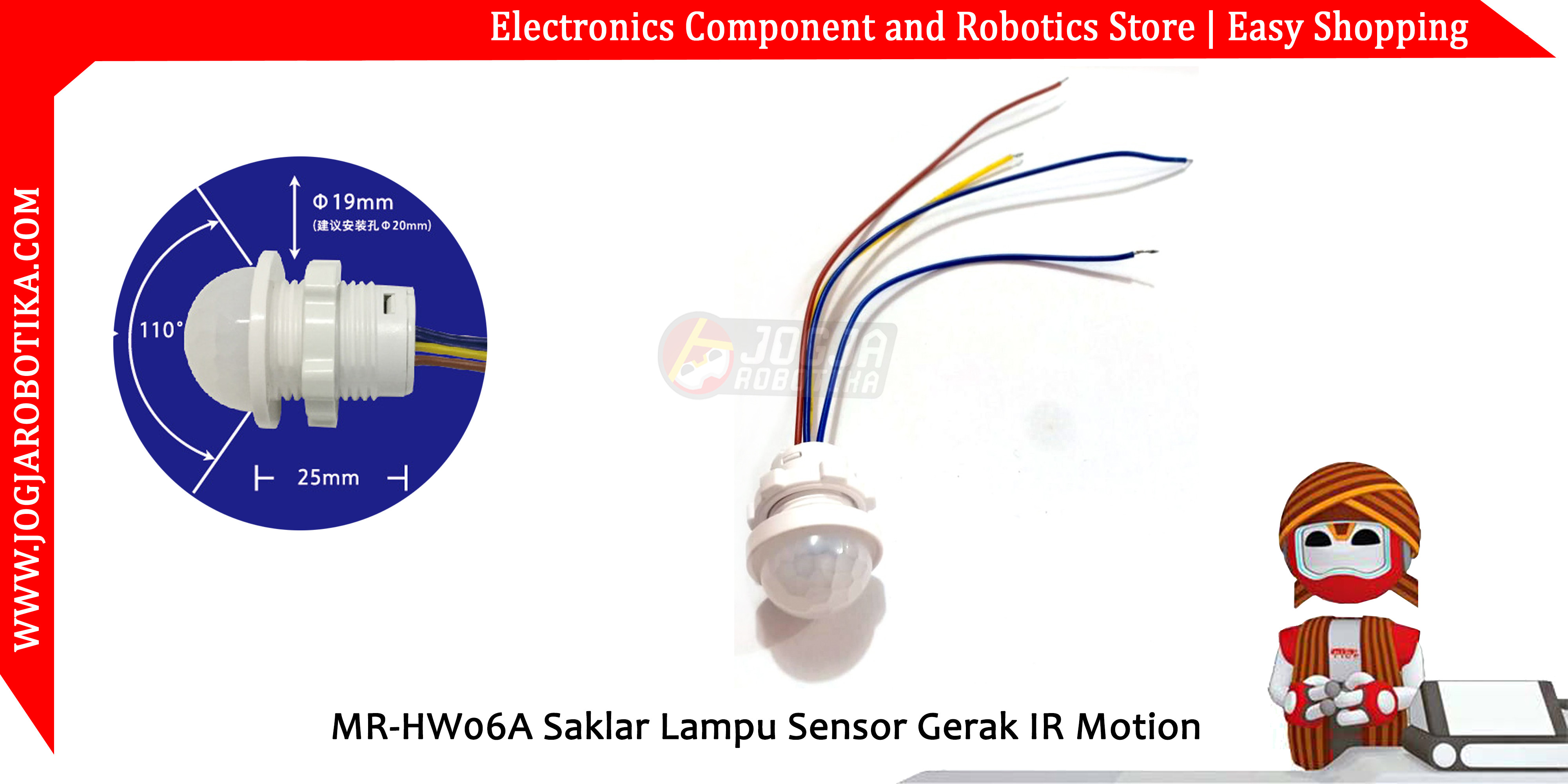 MR-HW06A Saklar Lampu Sensor Gerak PIR Motion