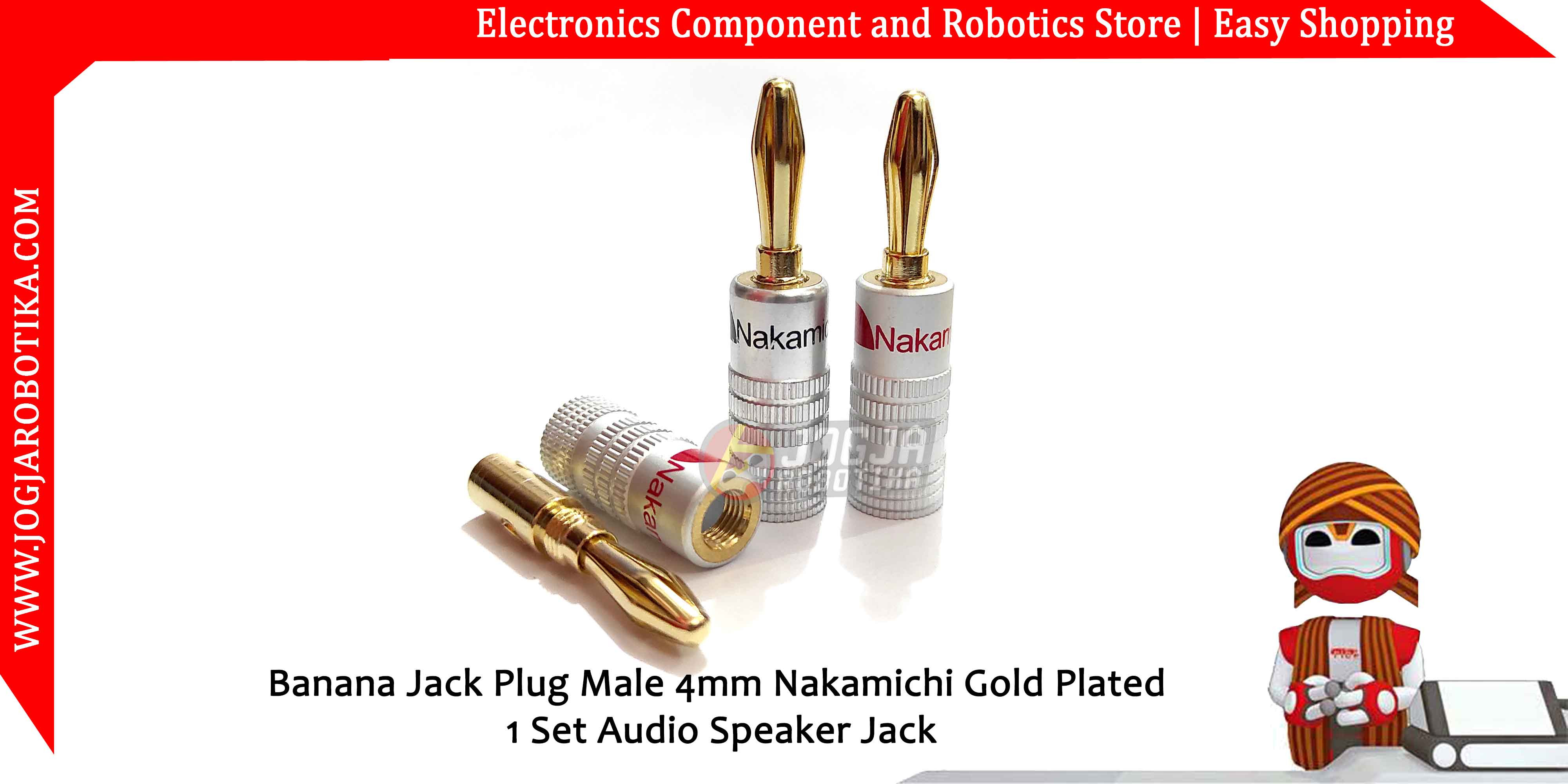 Banana Jack Plug Male 4mm Nakamichi Gold Plated 1 Set Audio Speaker Jack