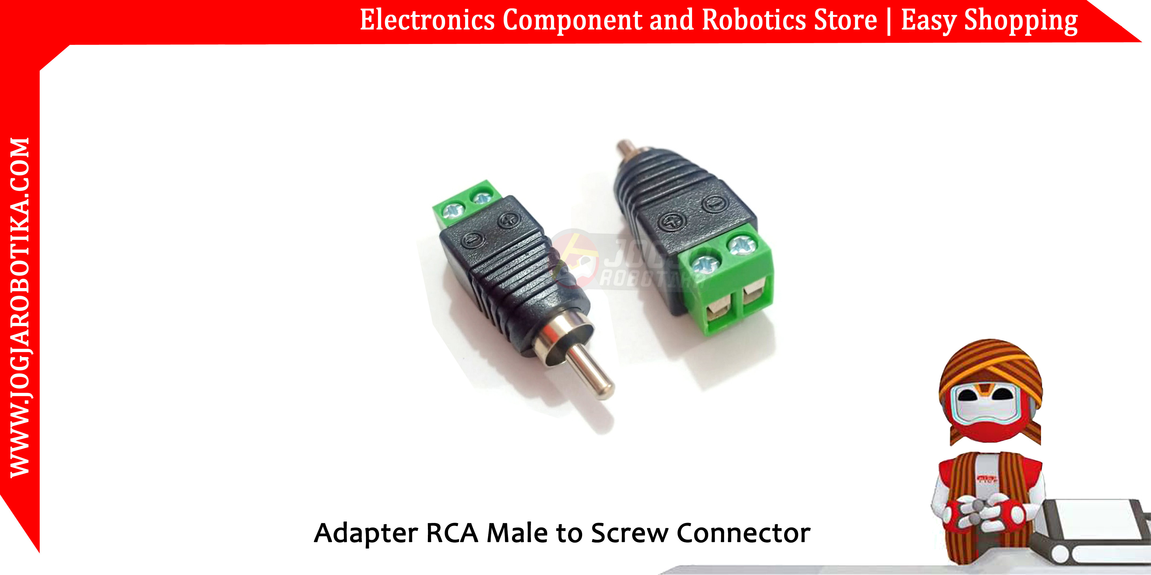 Konektor Jack CCTV Adapter RCA Male Audio to Screw Terminal Connector