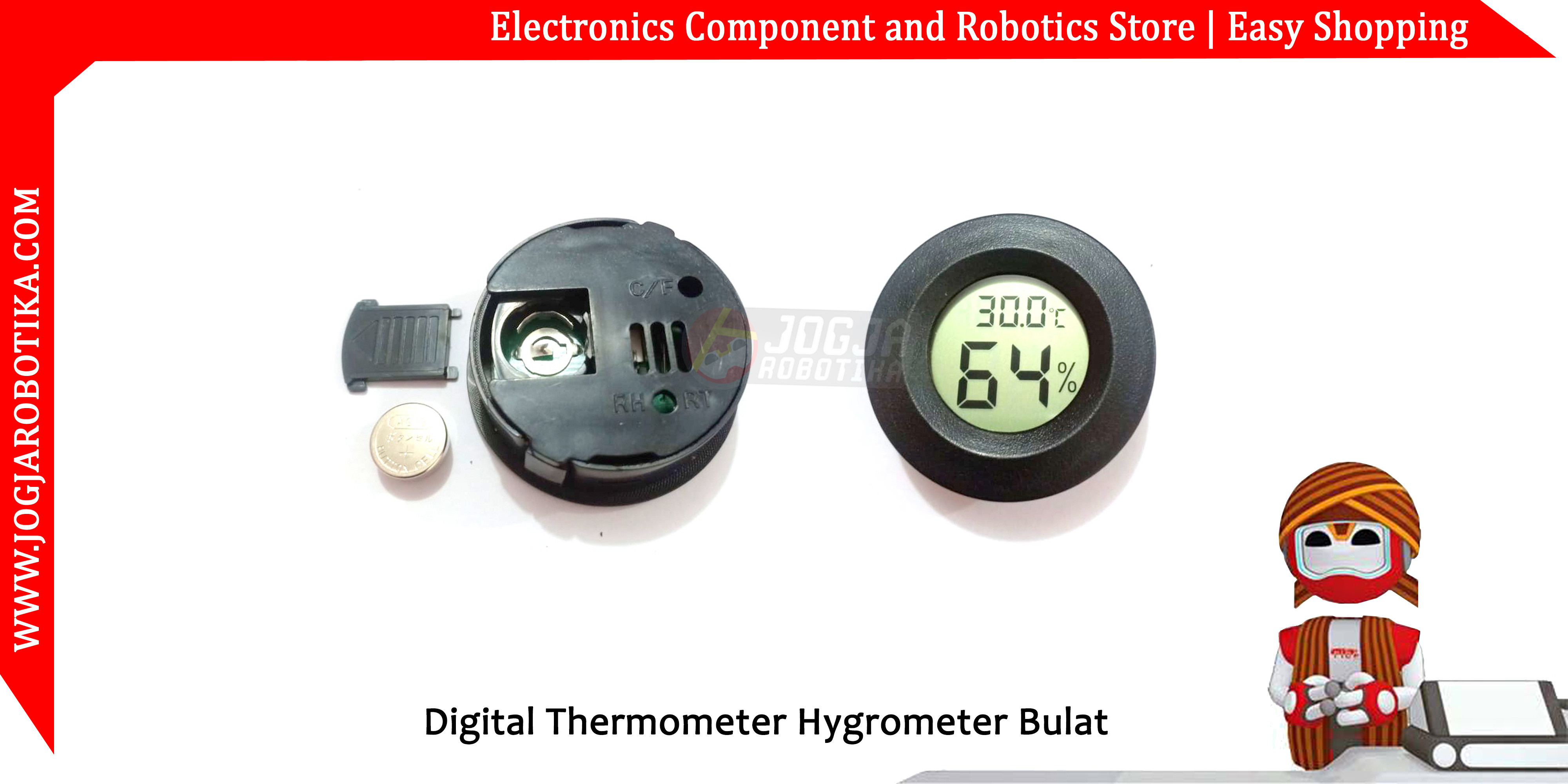 Digital Thermometer Hygrometer Bulat
