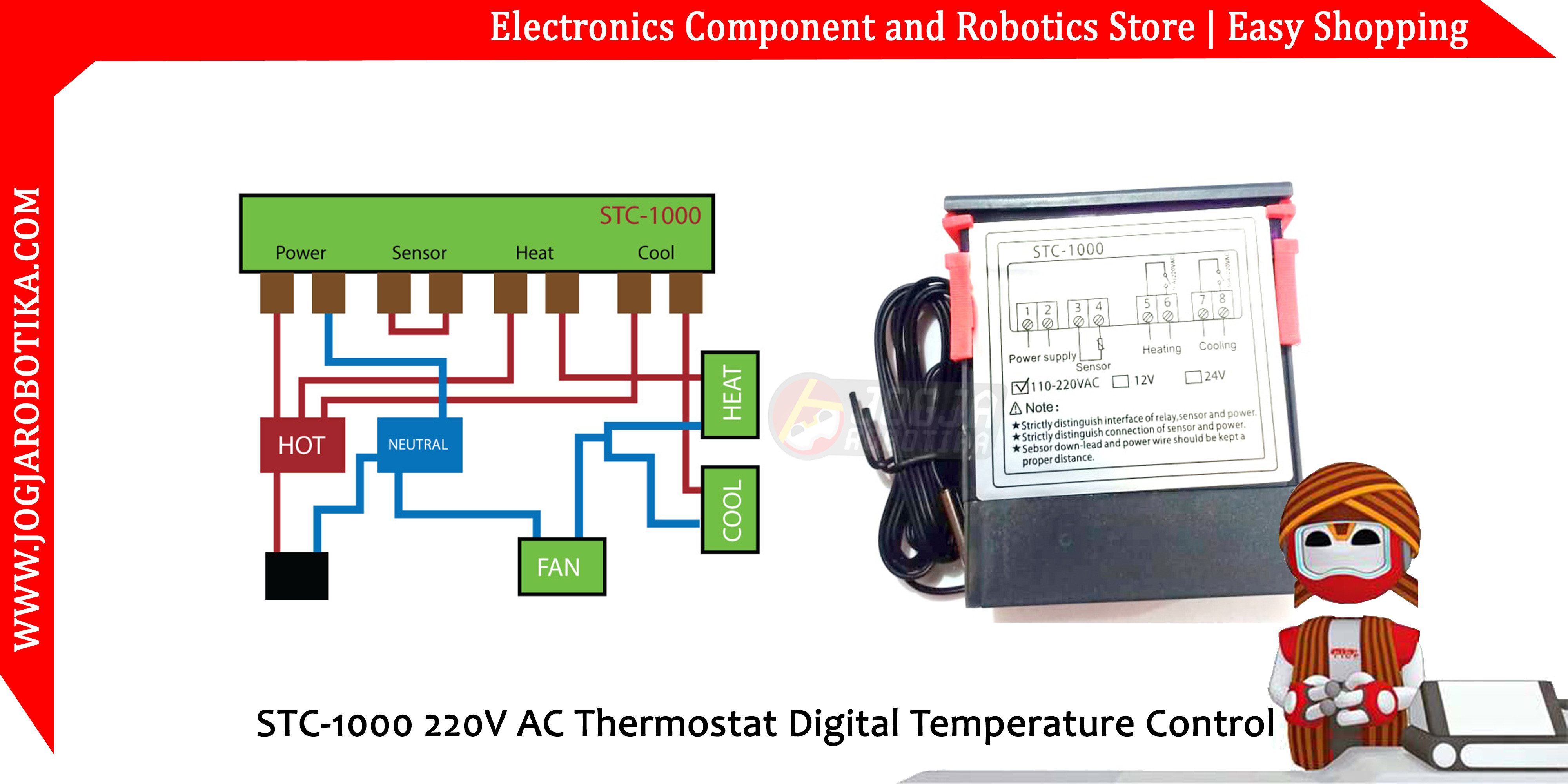STC-1000 220V AC Thermostat Digital Temperature Control