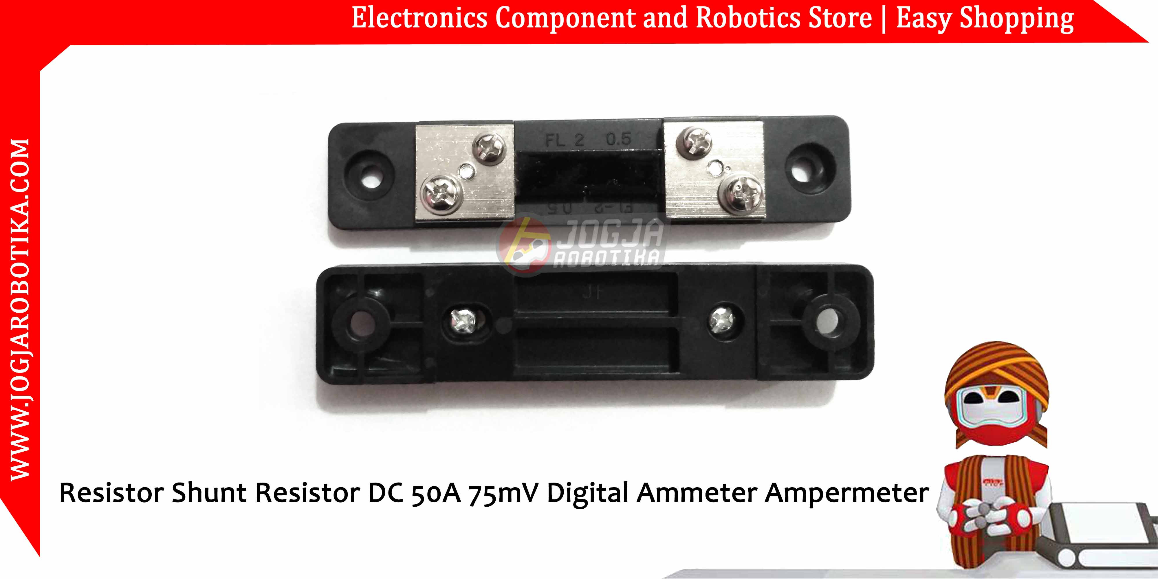 FL-2 Resistor Shunt Resistor DC 50A 75mV Digital Ammeter Ampermeter