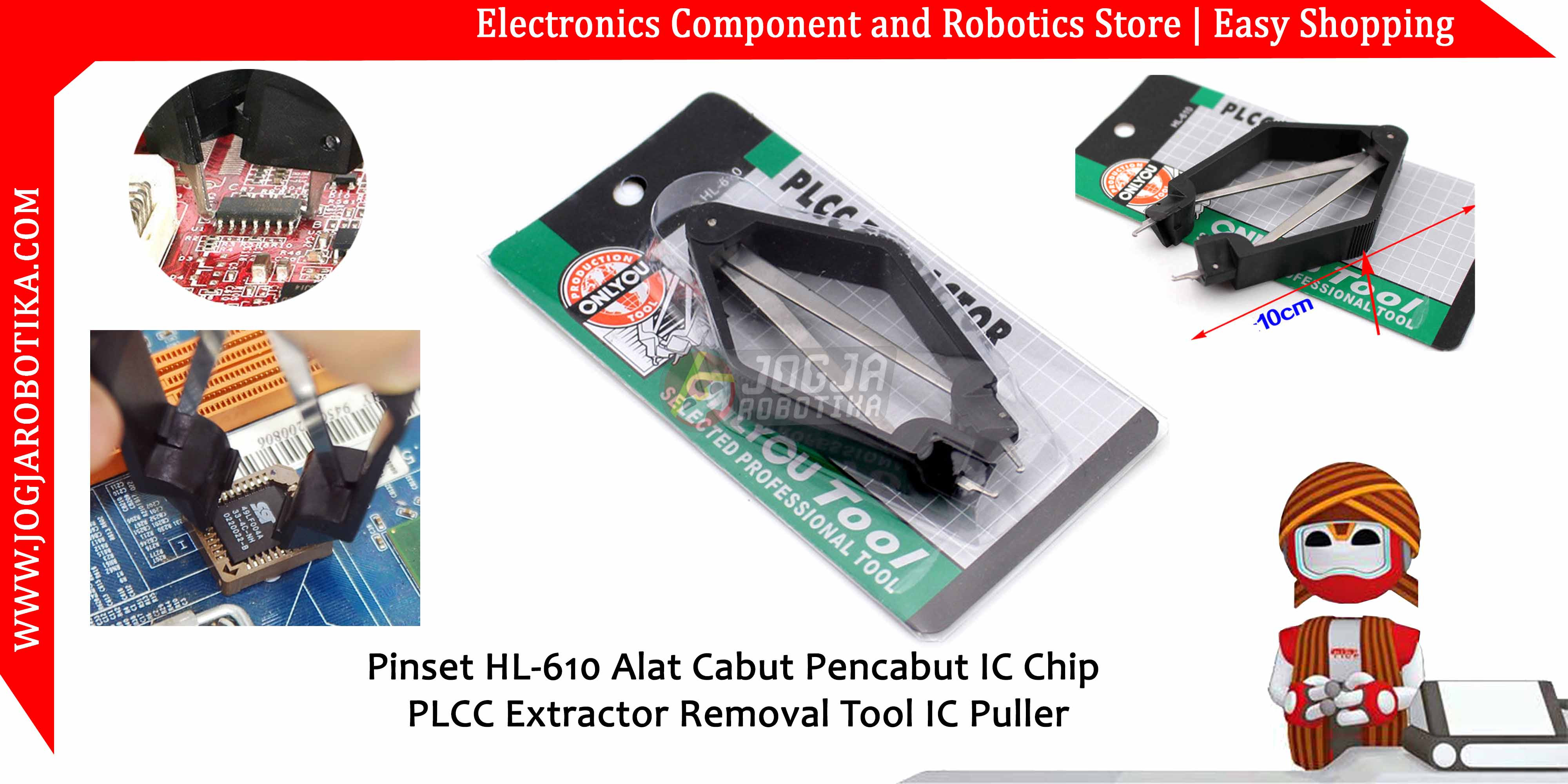 Pinset HL-610 Alat Cabut Pencabut IC Chip PLCC Extractor Removal Tool IC Puller