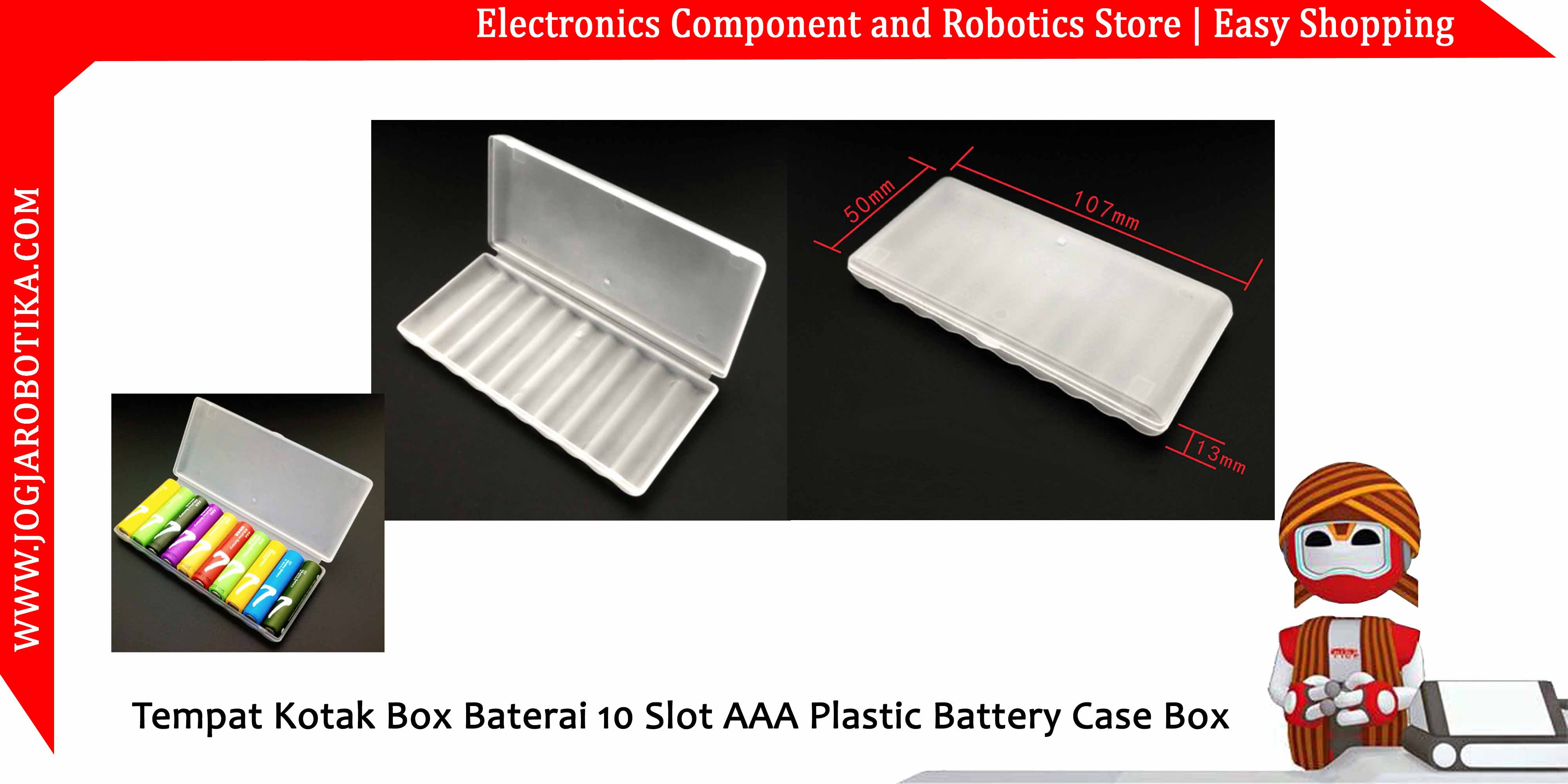 Tempat Kotak Box Baterai 10 Slot AAA Plastic Battery Case Box