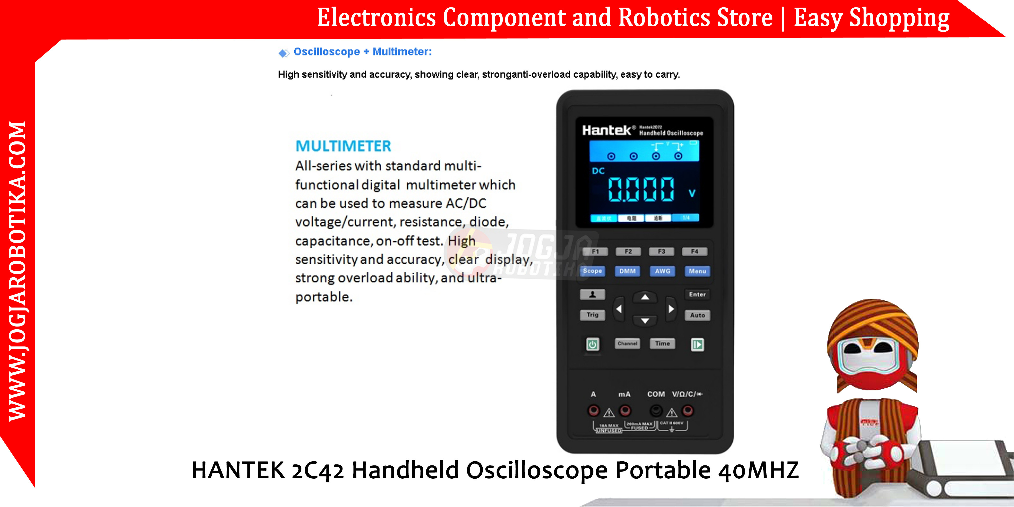 HANTEK 2C42 Handheld Oscilloscope Portable 40MHZ