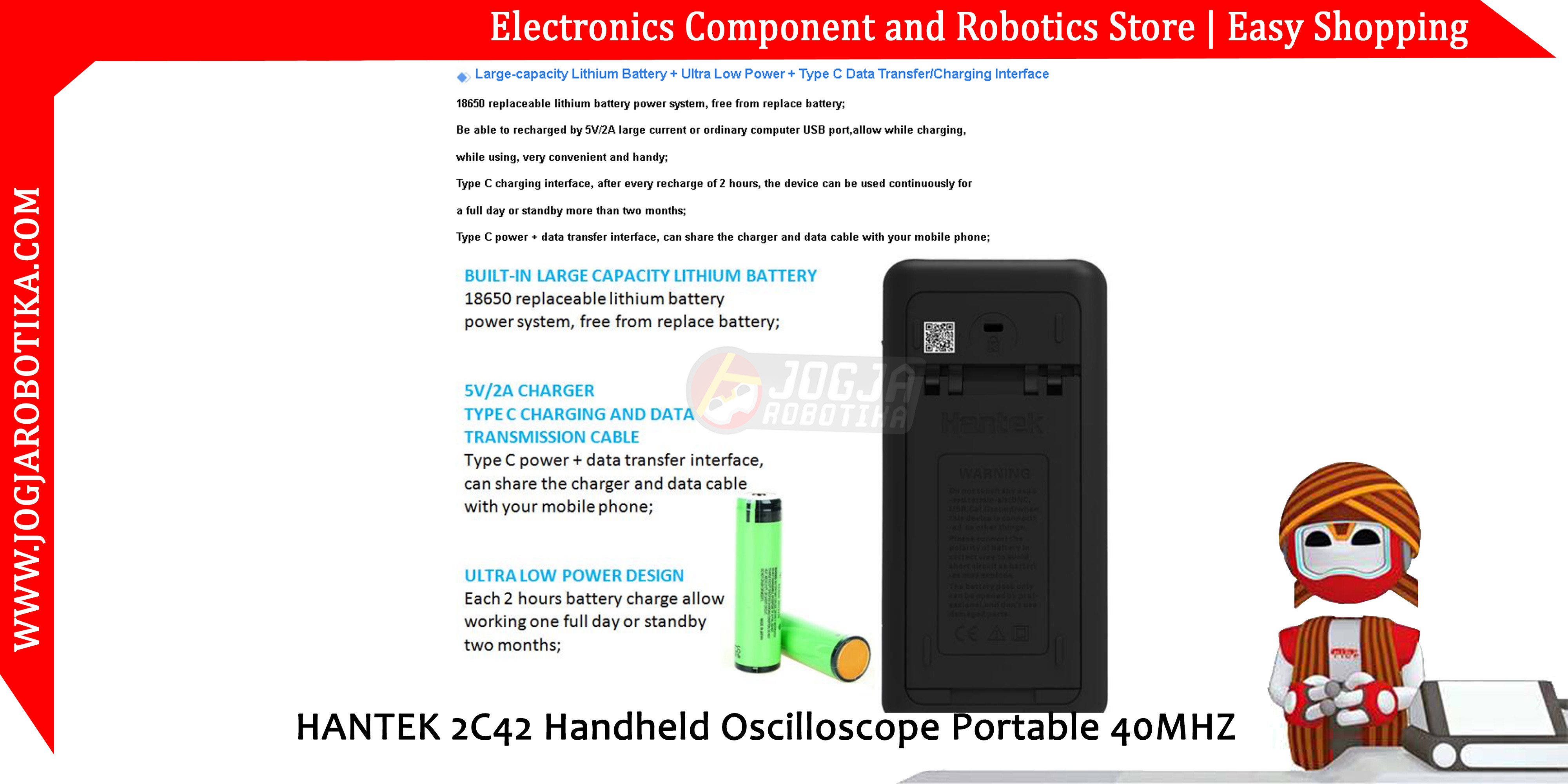 HANTEK 2C42 Handheld Oscilloscope Portable 40MHZ