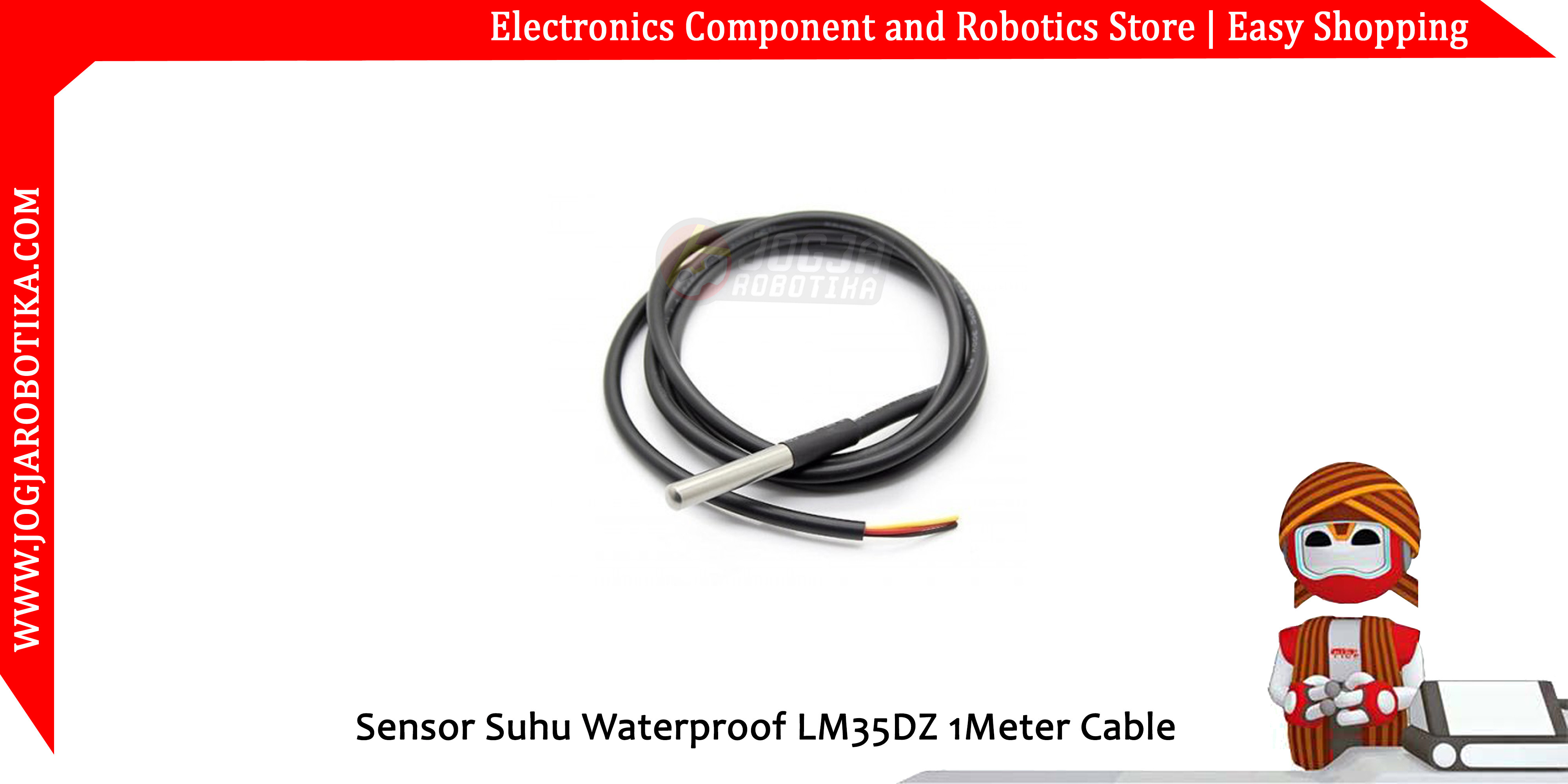Sensor Suhu Waterproof LM35DZ 1Meter Cabble