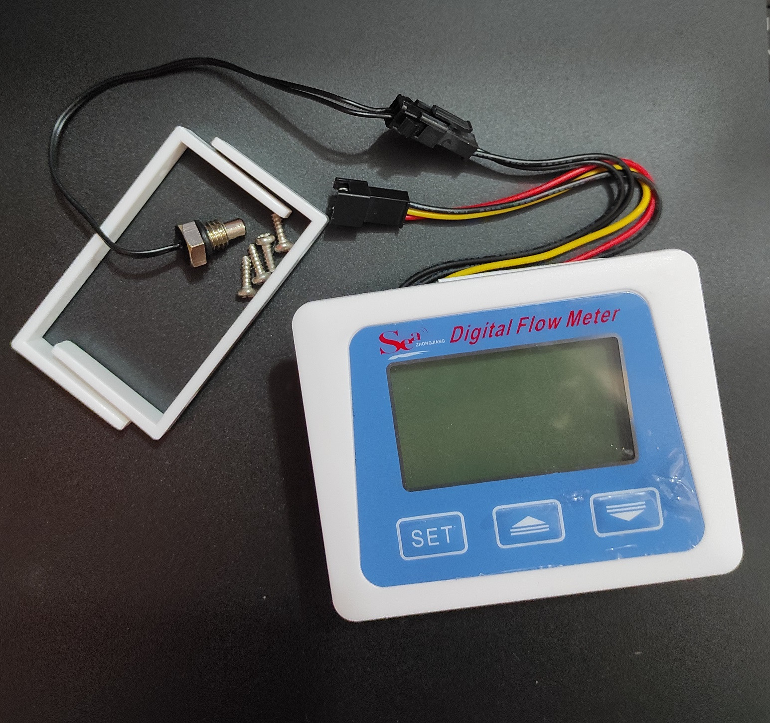 LCD Digital Flow Meter Water Flowmeter Temperature Time Record