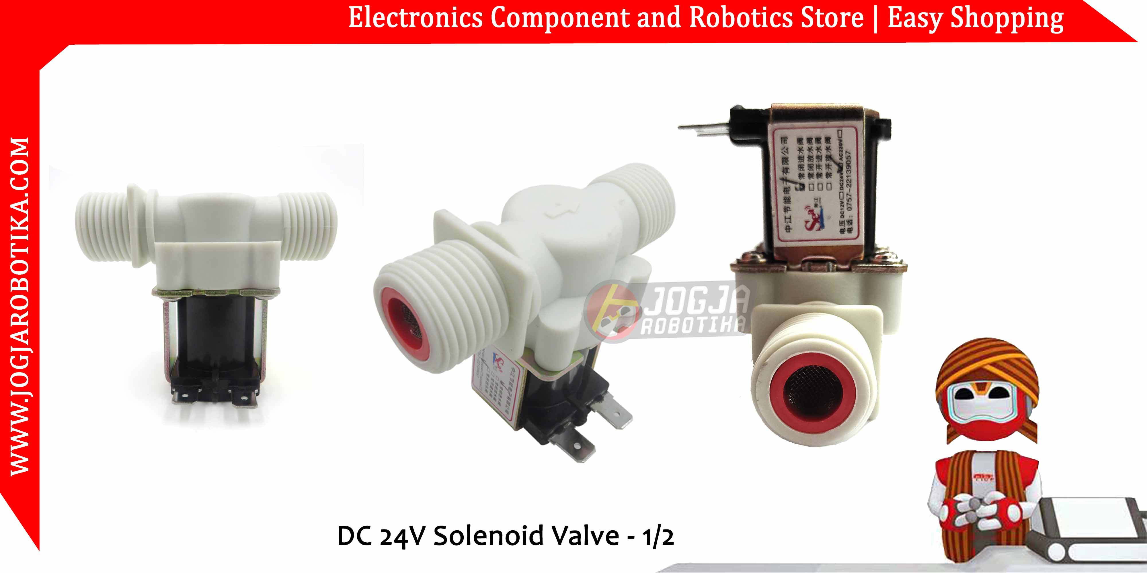 Katup Kran Air Elektrik 24V DC 1/2" Solenoid Water Valve Nylon NC