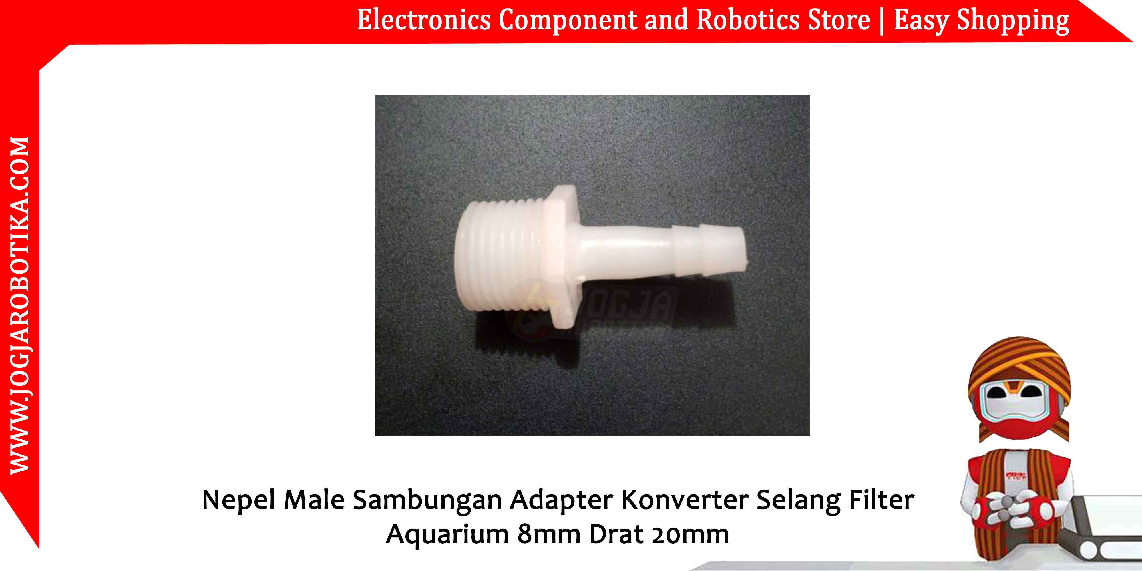 Nepel Male Sambungan Adapter Konverter Selang Filter Aquarium 8mm Drat 20mm