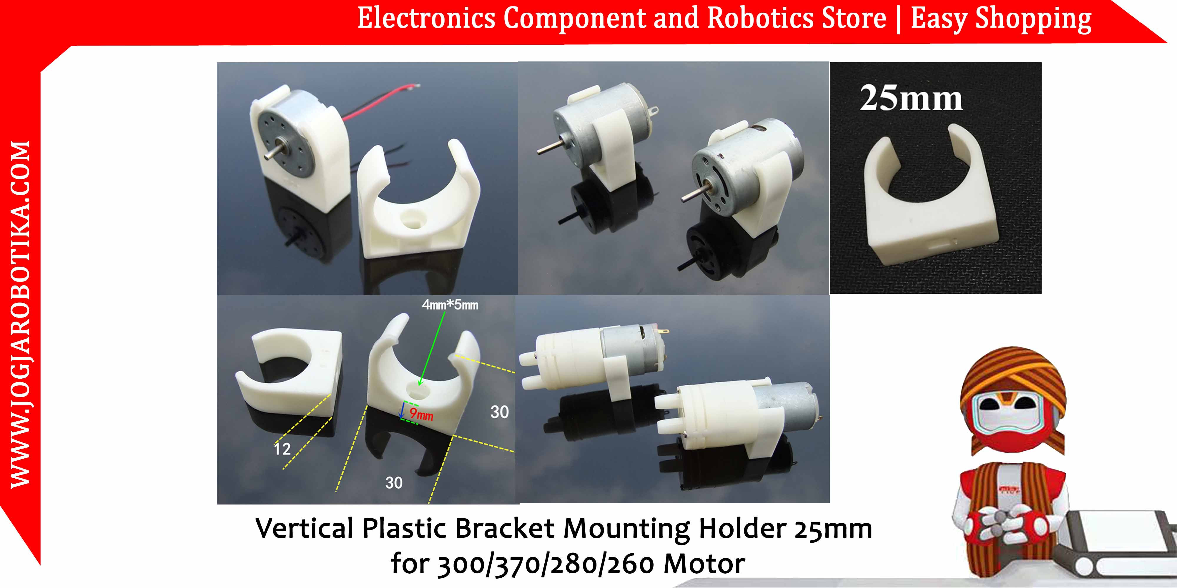 Vertical Plastic Bracket Mounting Holder 25mm for 300 370 280 260 Motor DC