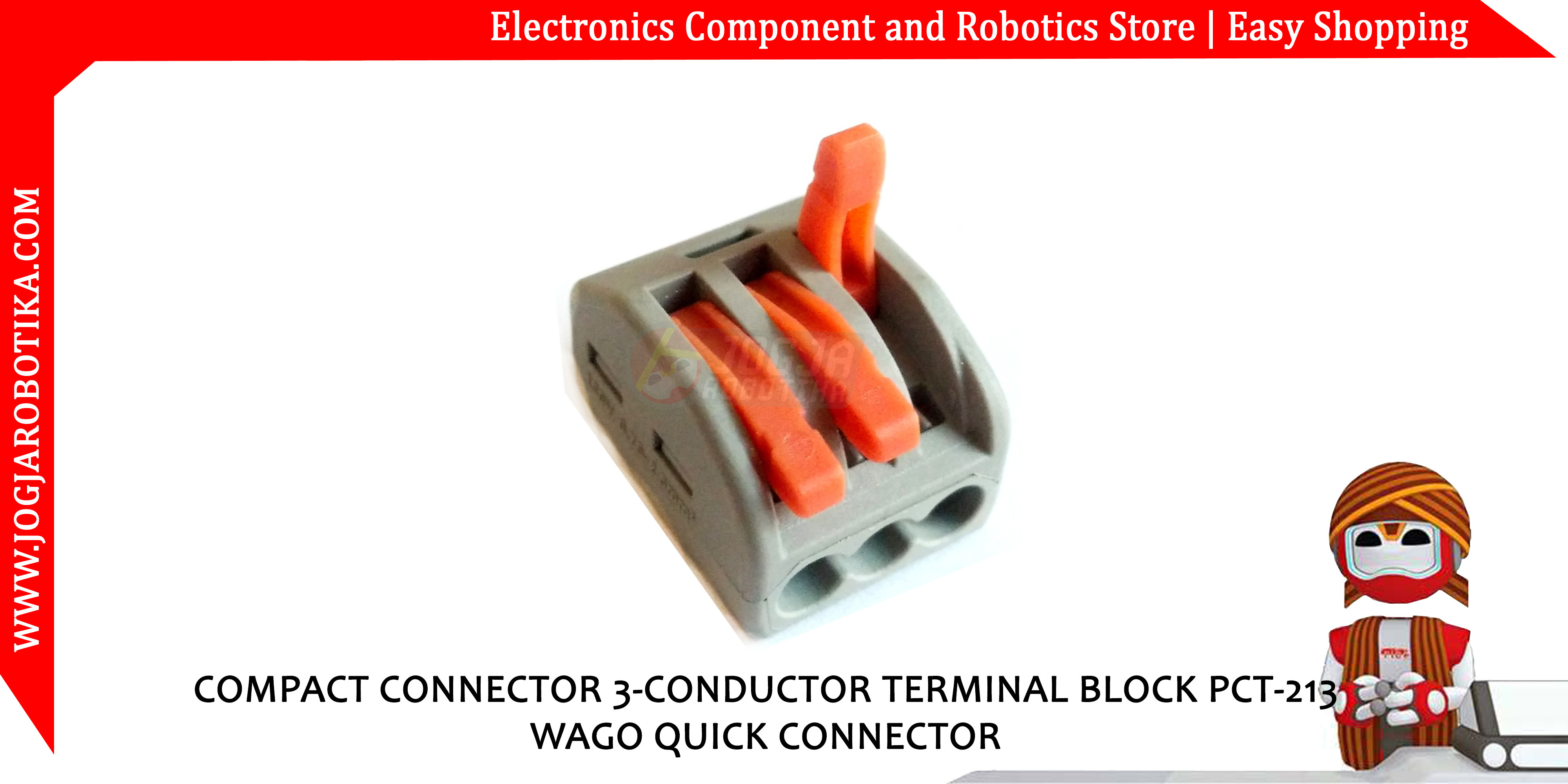 COMPACT CONNECTOR 3-CONDUCTOR TERMINAL BLOCK PCT-213 WAGO QUICK CONNECTOR