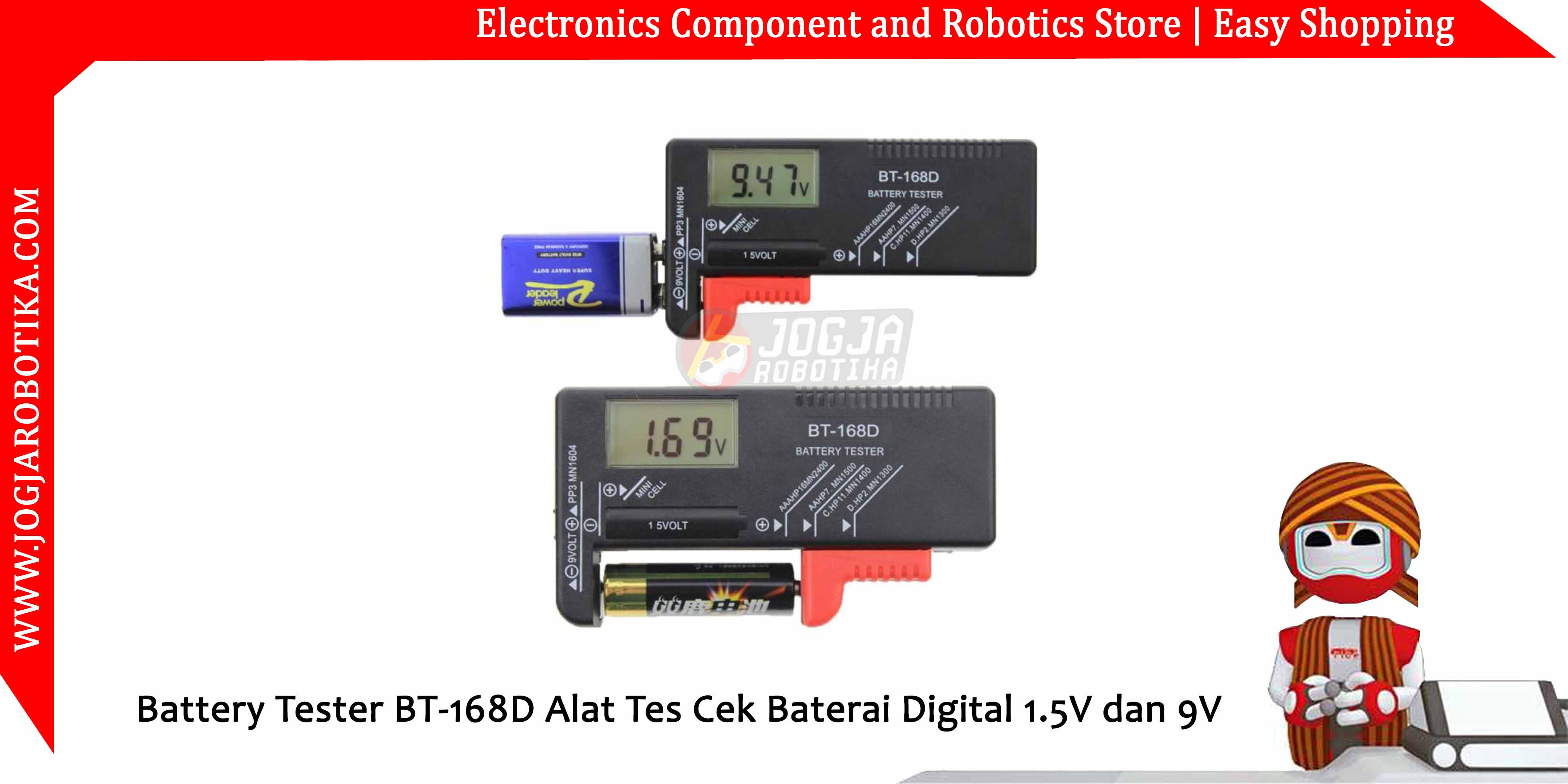 Battery Tester BT-168D Alat Tes Cek Baterai Digital 1.5V dan 9V