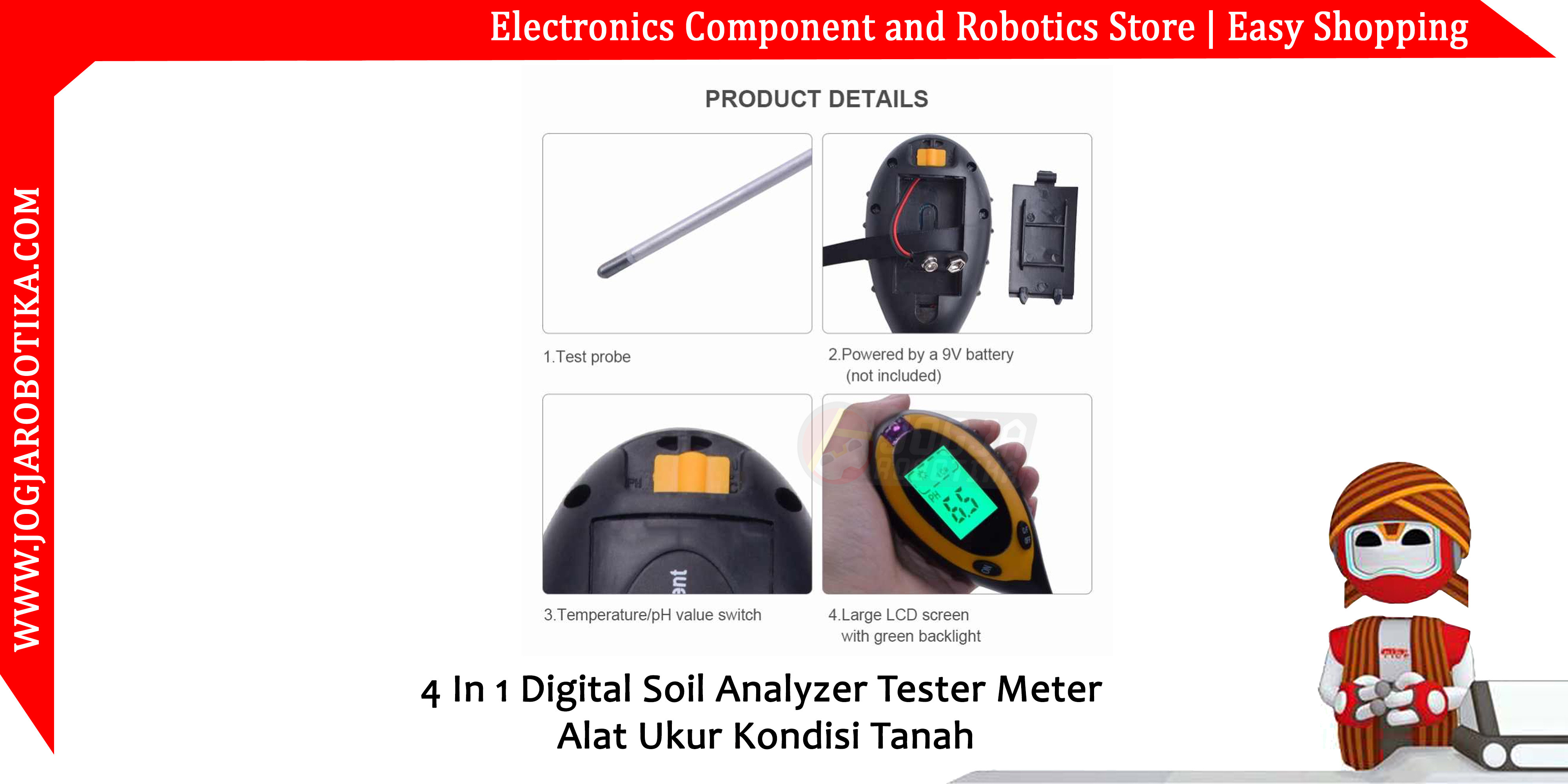 4 In 1 Digital Soil Analyzer Tester Meter Alat Tester / Cek Kondisi Tanah