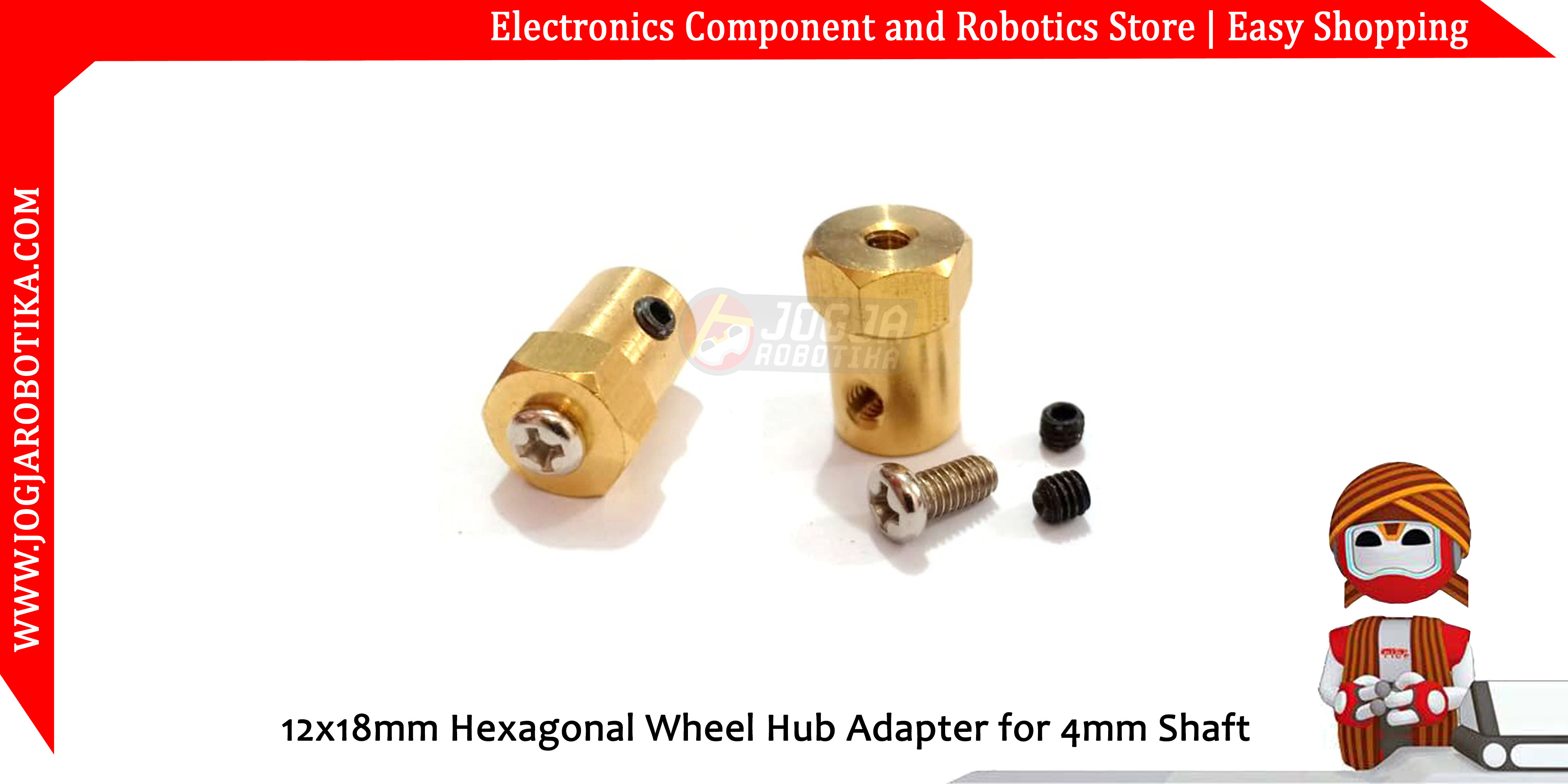12x18mm Hexagonal Wheel Hub Adapter for 4mm Shaft