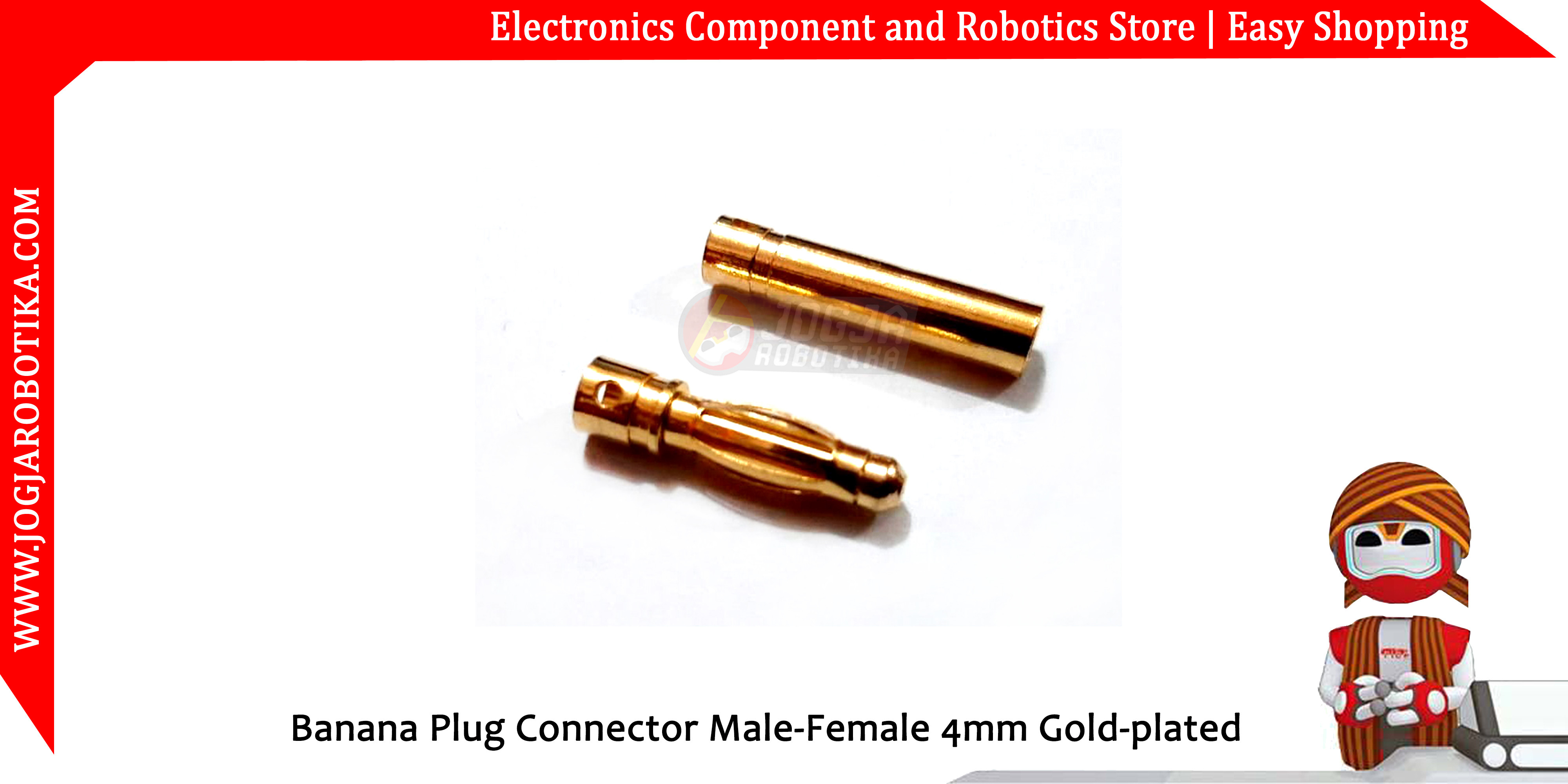 Banana Plug Bullet Connector Male-Female 4mm Gold-plated