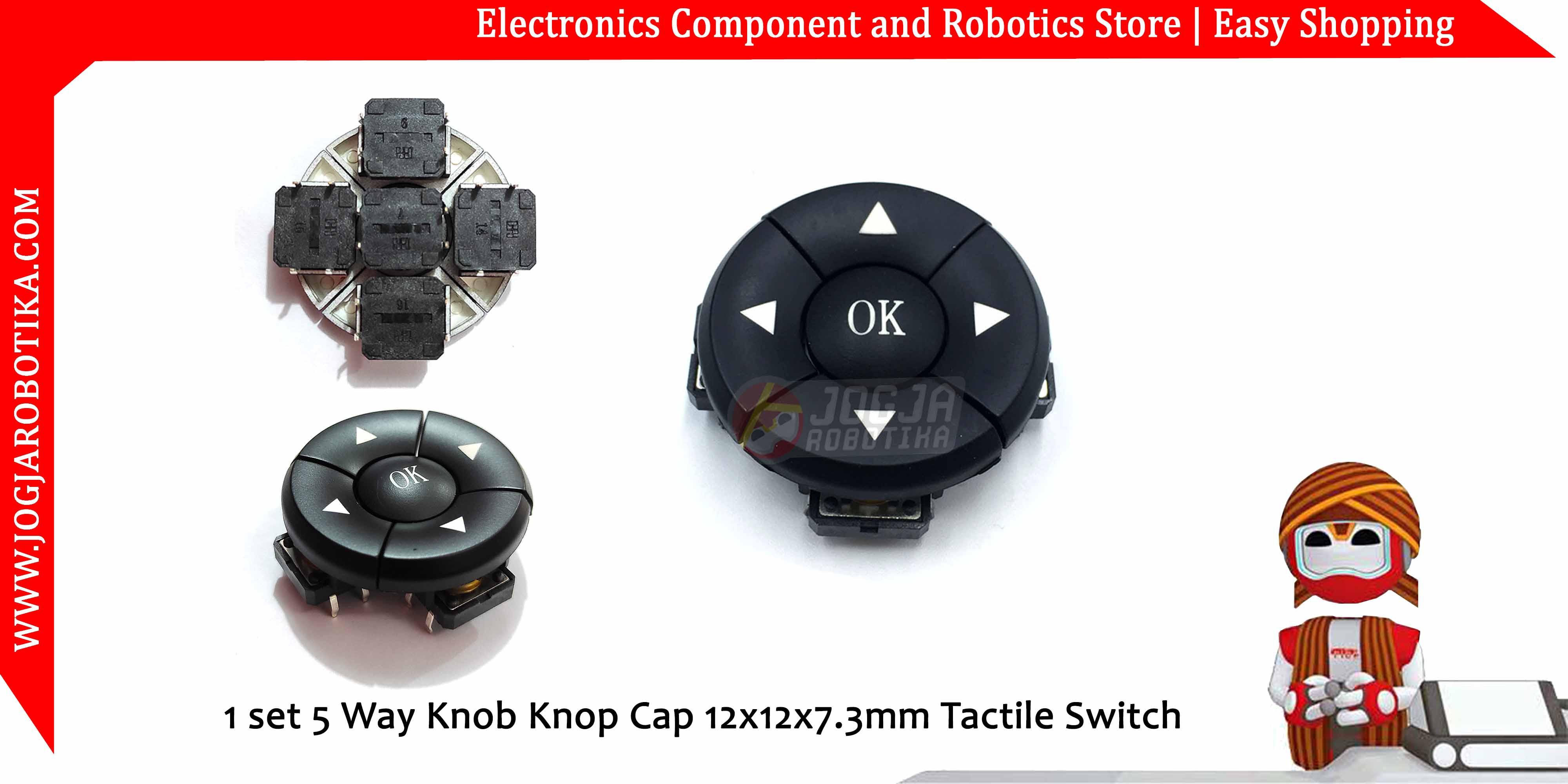 1 Set 5 Way Direction Knob Knop Cap 12x12x7.3mm Tactile Switch