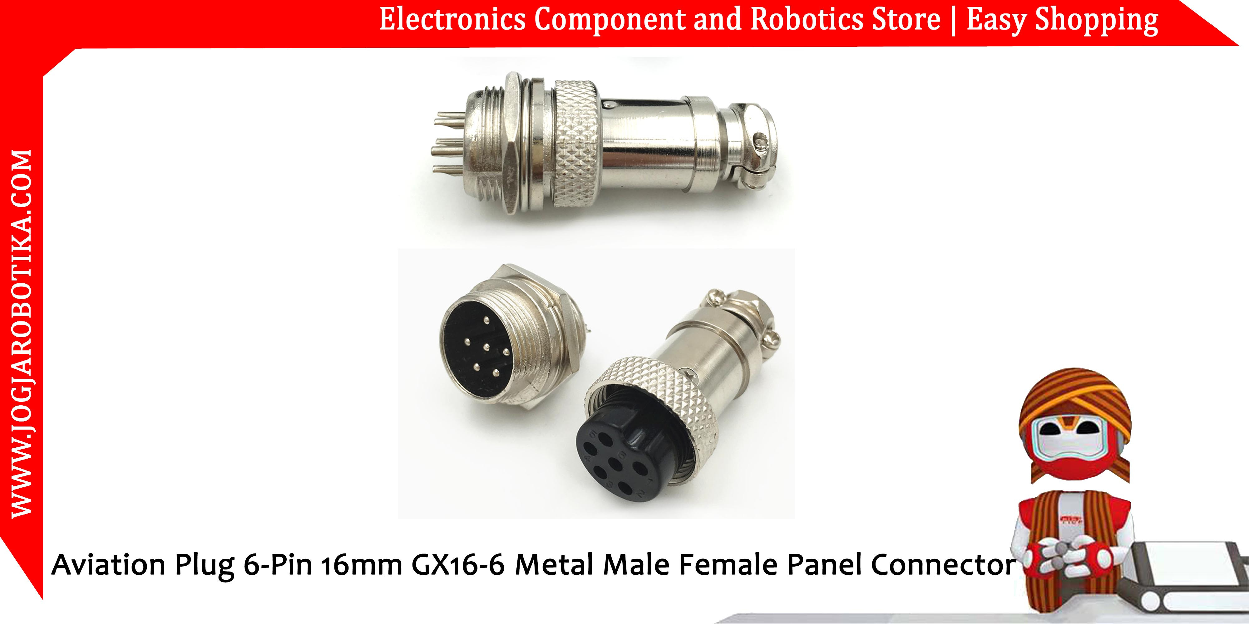 Aviation Plug 6-Pin 16mm GX16-6 Metal Male Female Panel Connector